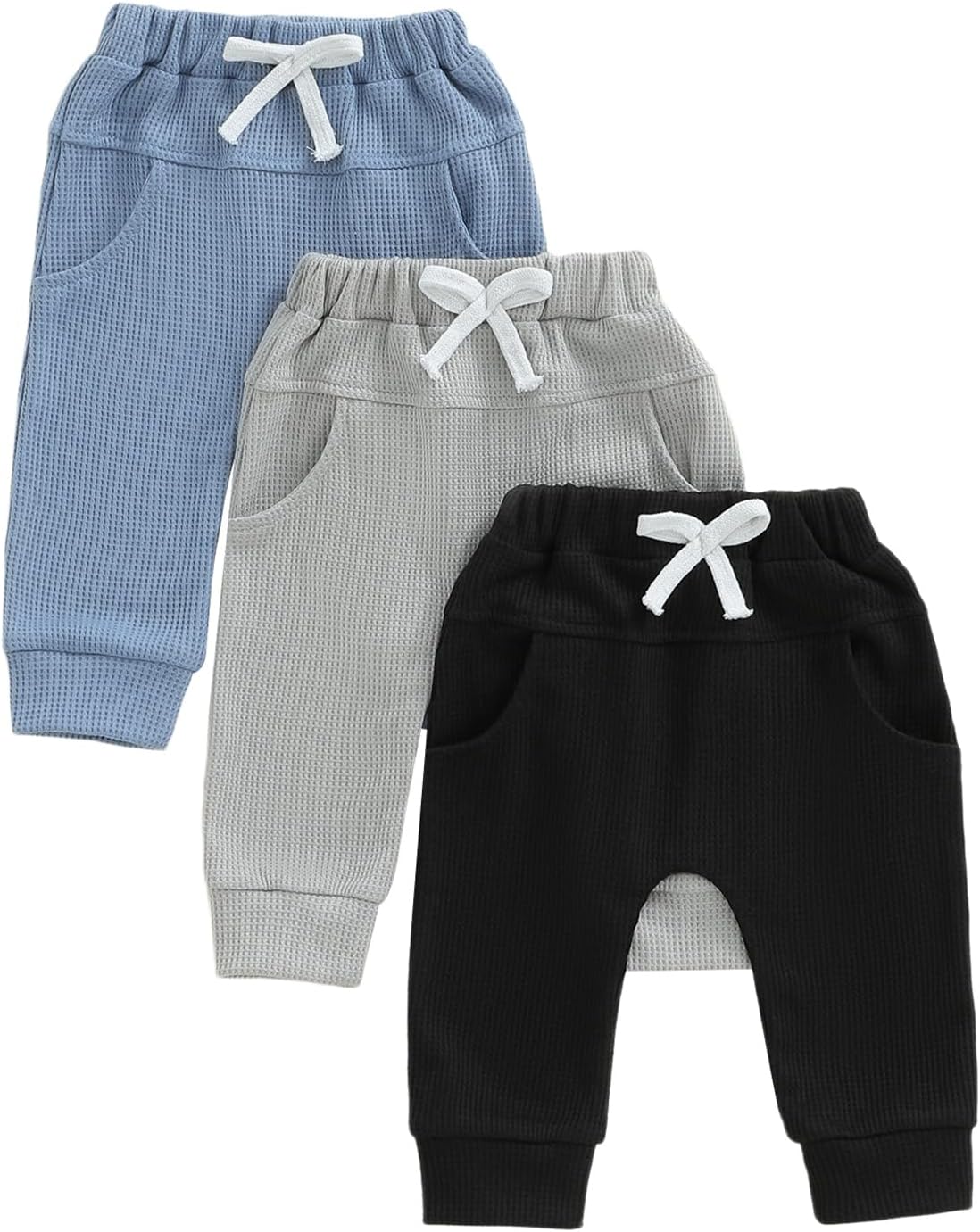 allshope Toddler Baby Boy Fall Pants Active Jogger Casual Athletic Trousers Solid Color Pocket Elastic Waist Harem Bottoms