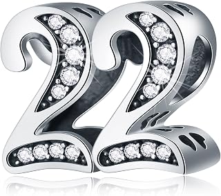 5,10 to 50 52 55 56 60 65 70 75 80 Birthday Charms fits European Anniversary Bracelets, 925 Sterling Silver Number Charms with Clear CZ Stones, Gifts for Family/Lover/Friends