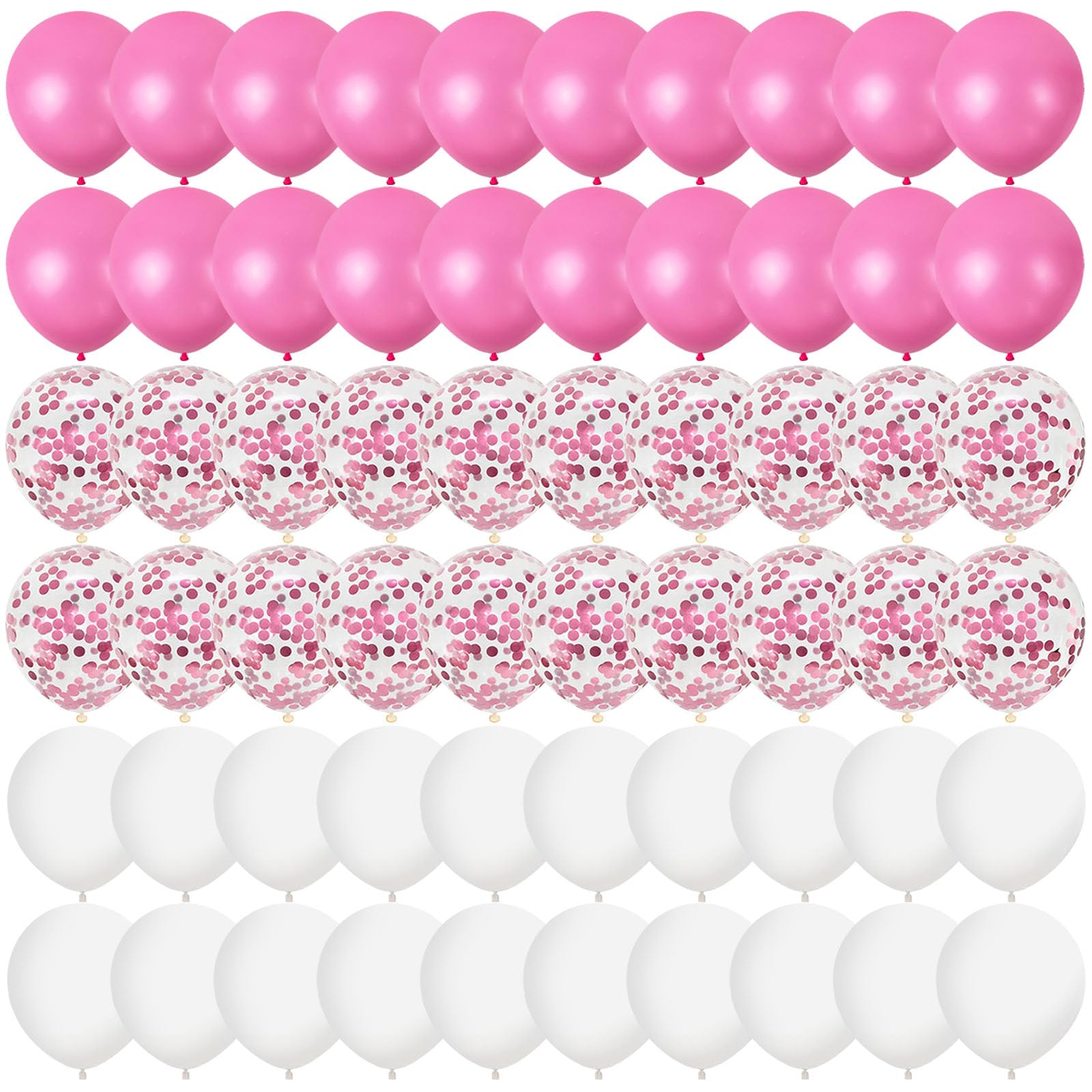 60pcs 12 Inch Pink White and Confetti Balloons, 20 Pink Balloons, 20 White Latex Balloons, 20 Pink Confetti Balloons, Pink White Balloons Party Balloons for Birthday Party Decorations Baby Shower