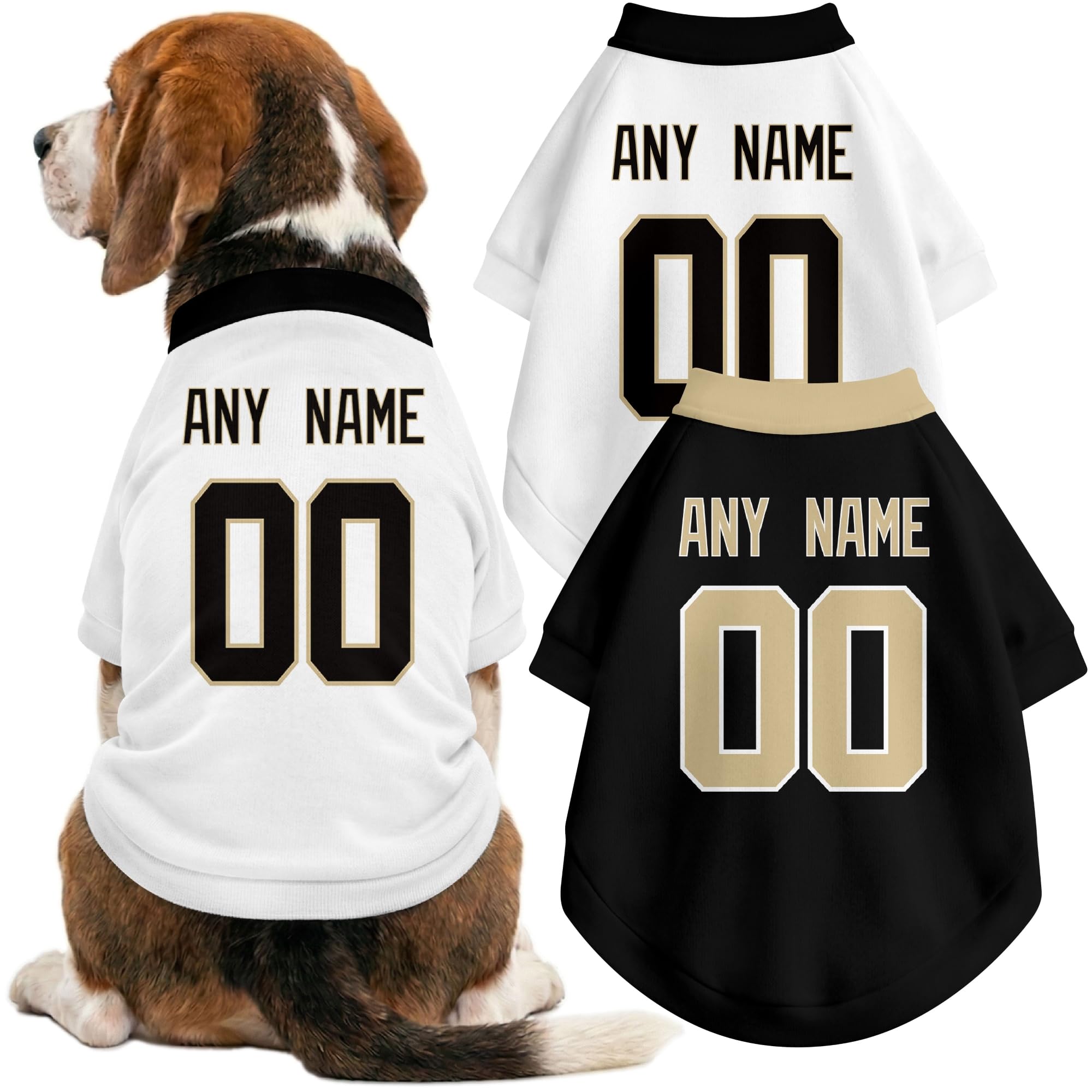 New Orleans Dog Clothes Jersey Style Custom Pet T Shirt with Personalized Name Number for Small Medium Large Dogs