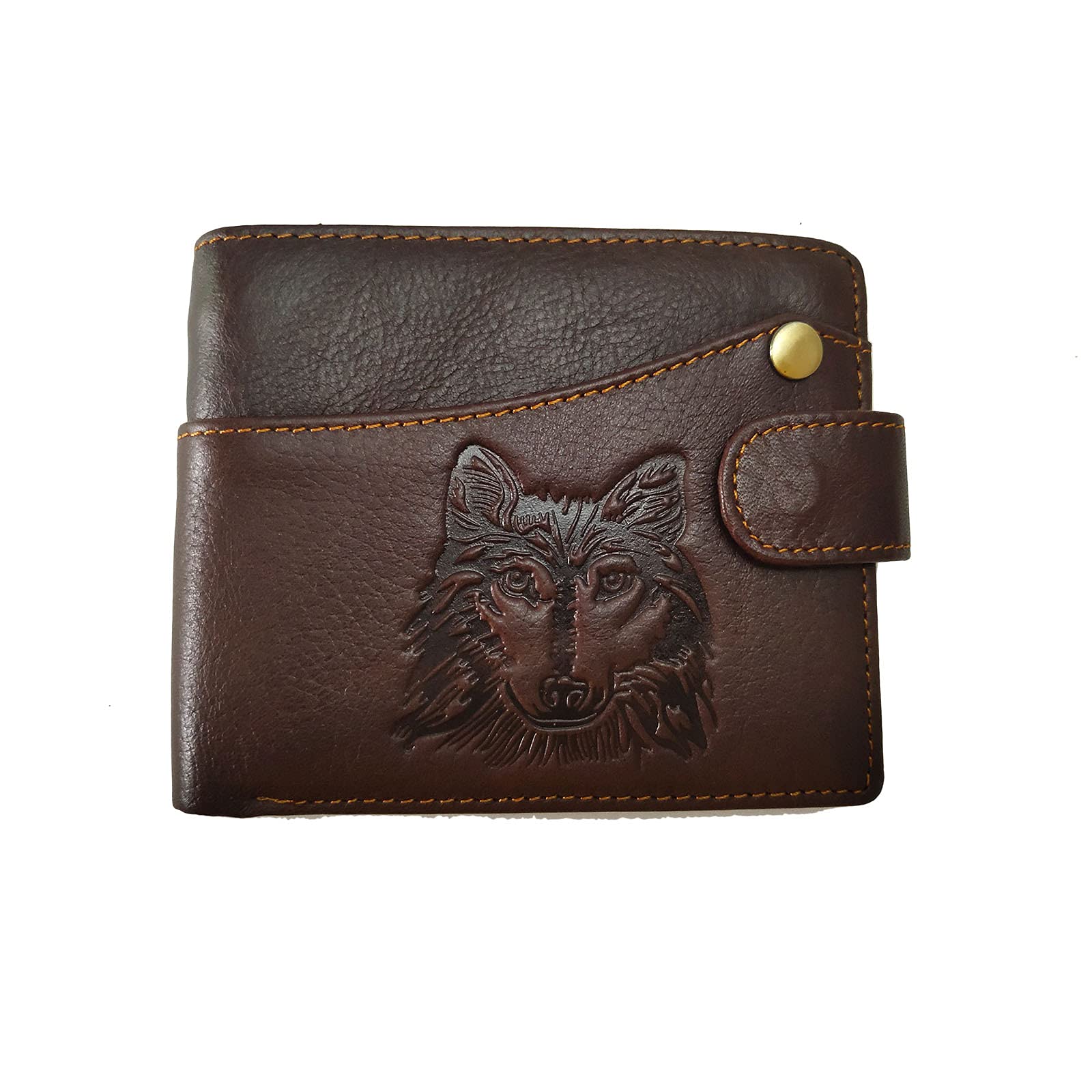 Men's Eagle Wolf Horse FishingTotem Cowhide Leather Wallet, Wolf E, 4.53in(11.5cm) * 3.74in(9.5cm), Classic-image-23