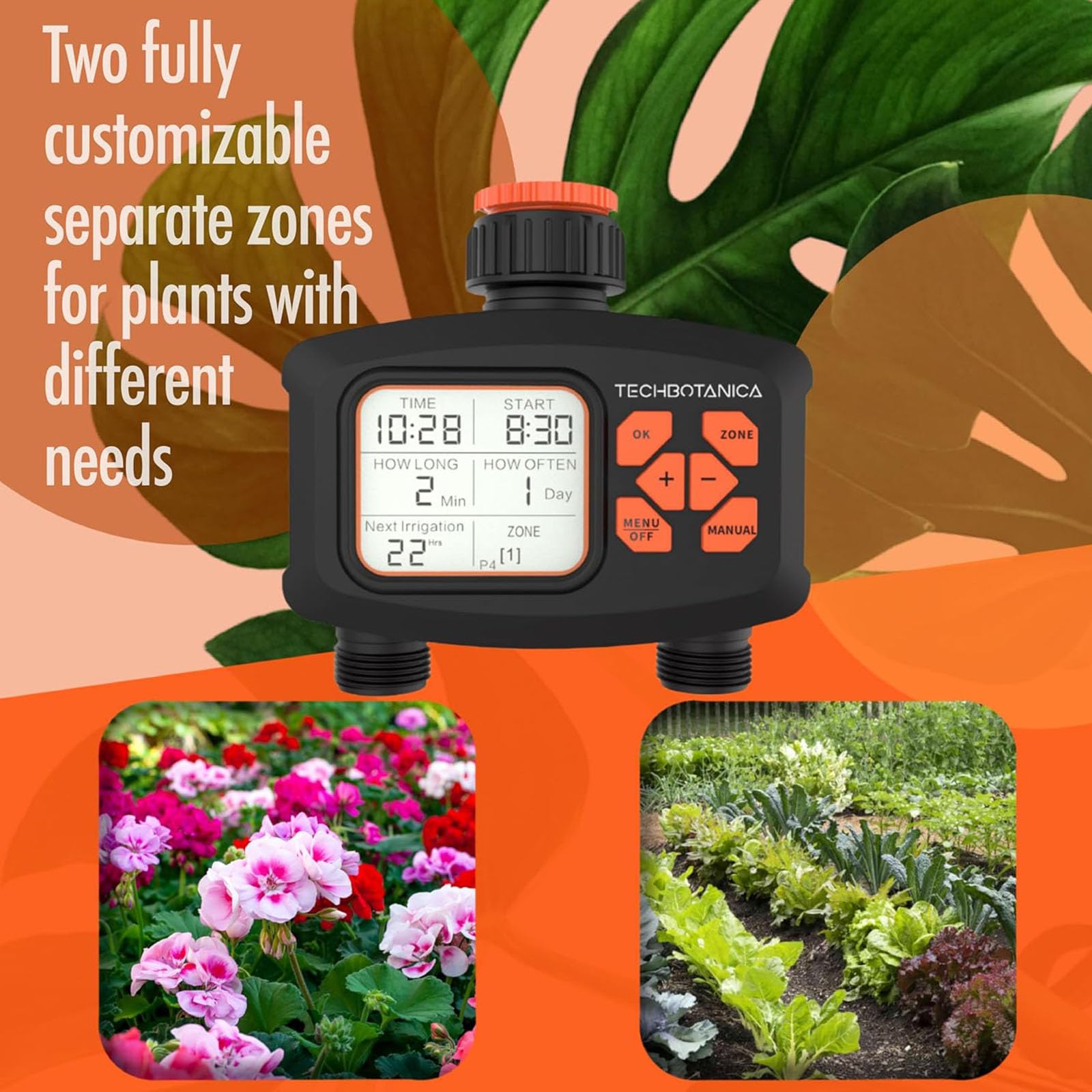 Irrigatore del temporizzatore dell'acqua programmabile con il tubo da giardino a due zone Sistemi di irrigazione all'aperto Irrigazione Timer automatico dell'acqua per tubo da giardino