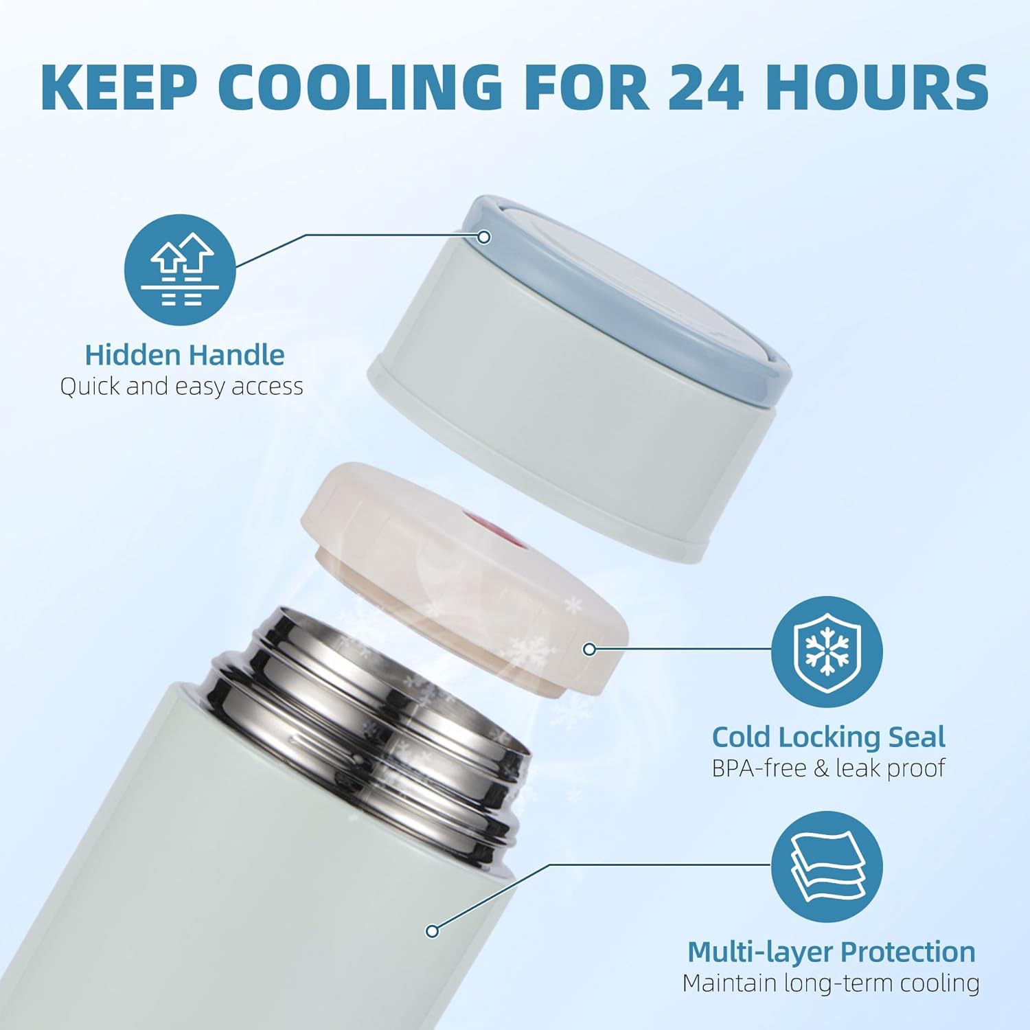 Portable Breast Milk Cooler, Stainless Steel Breastmilk Storage Keeps Breastmilk Cold for up to 24 Hours, Breast Milk Chiller Included Ice Pack for Women Outdoor Travel - Blue image 4 of 6 B0F2HN1NCW