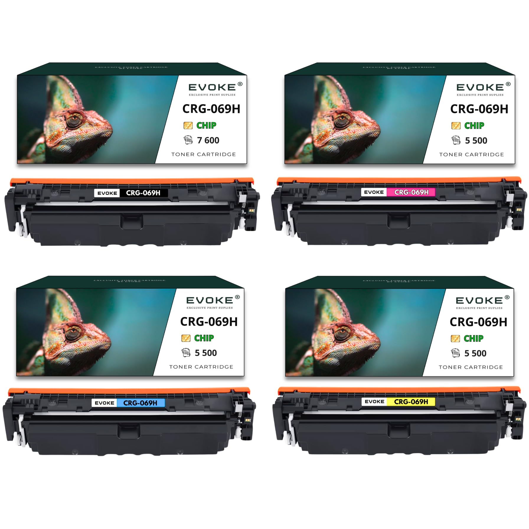 EVOKE CRG069H CRG-069H Toner Kompatybilny z Canon i-SENSYS LBP673 Cdw MF752Cdw MF754Cdw (Zestaw CMYK) 24100 Stron