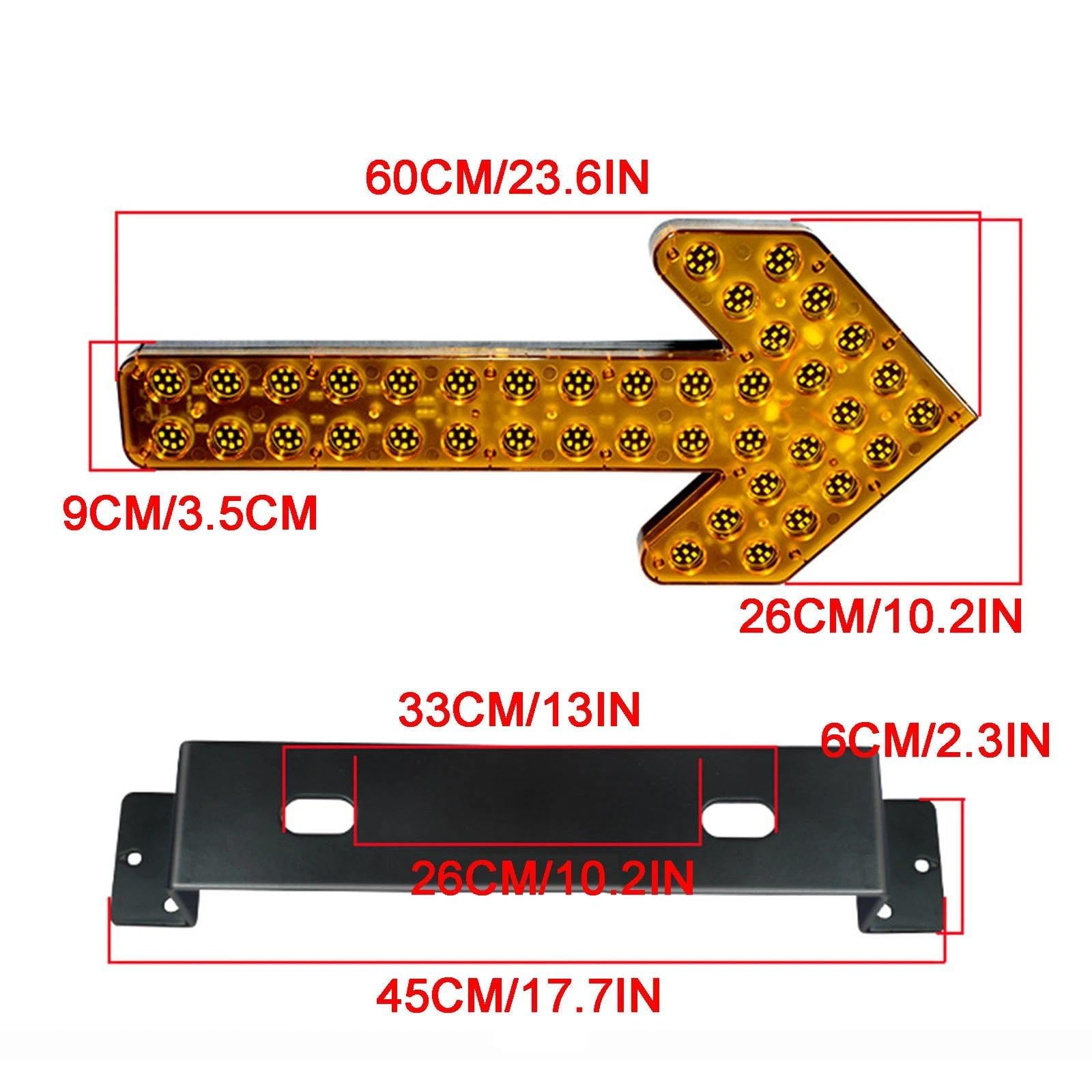Señal De Tráfico Con Flecha LED Ámbar De Alto Brillo, 12-24V, Indicador Direccional Intermitente Para Flotas Comerciales Y Obras Públicas(Ámbar,35cm)