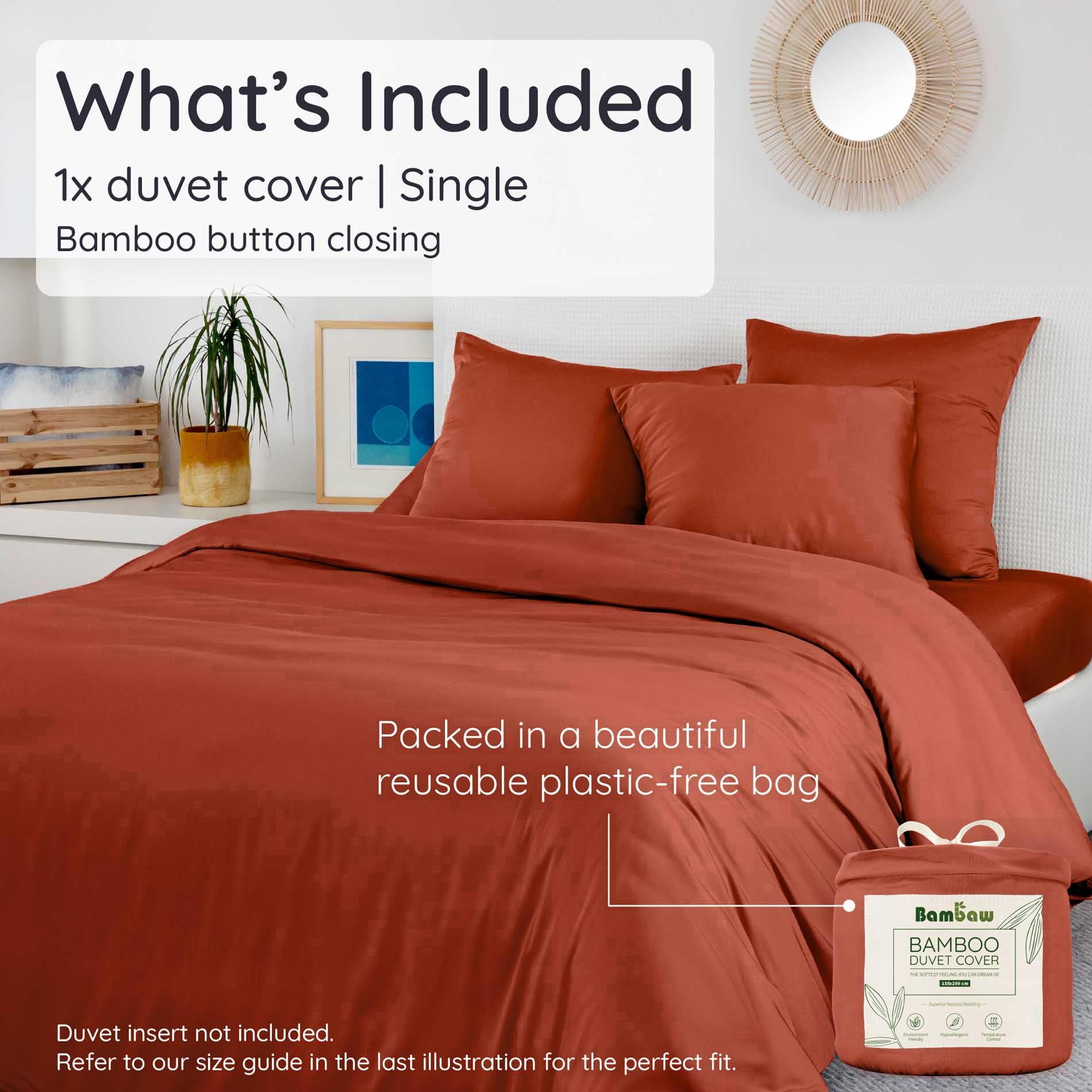 Bambaw Bamboo Duvet Cover Single, 135x200 cm, Cooling Bed Sheets, 100% Bamboo Bedding Single - Image 2