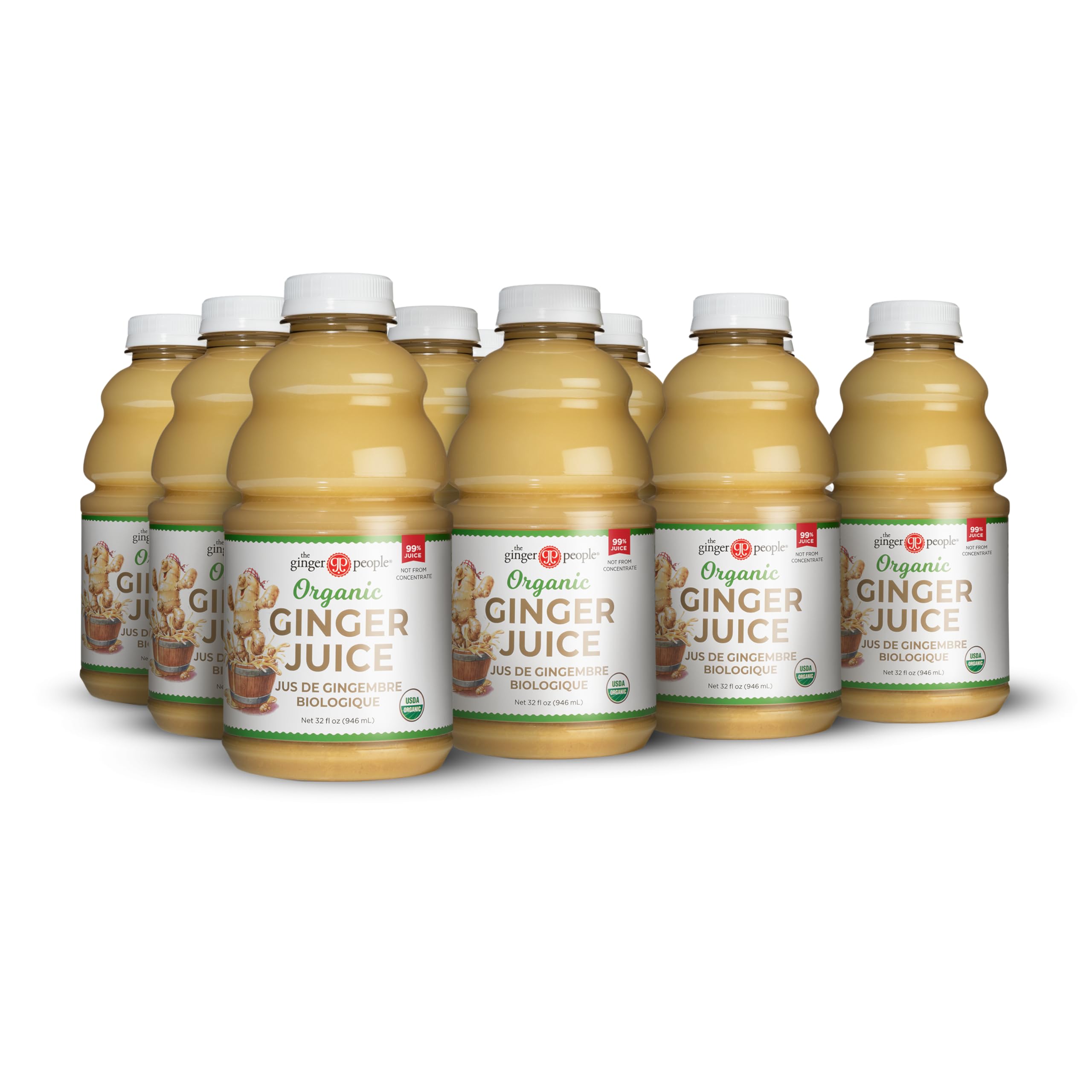 Organic Ginger Juice, 99% Pure Ginger Juice by The Ginger People - Original Flavour, Premium Quality, Organic Ginger Juice, 946 ml Bottles - Pack of 12