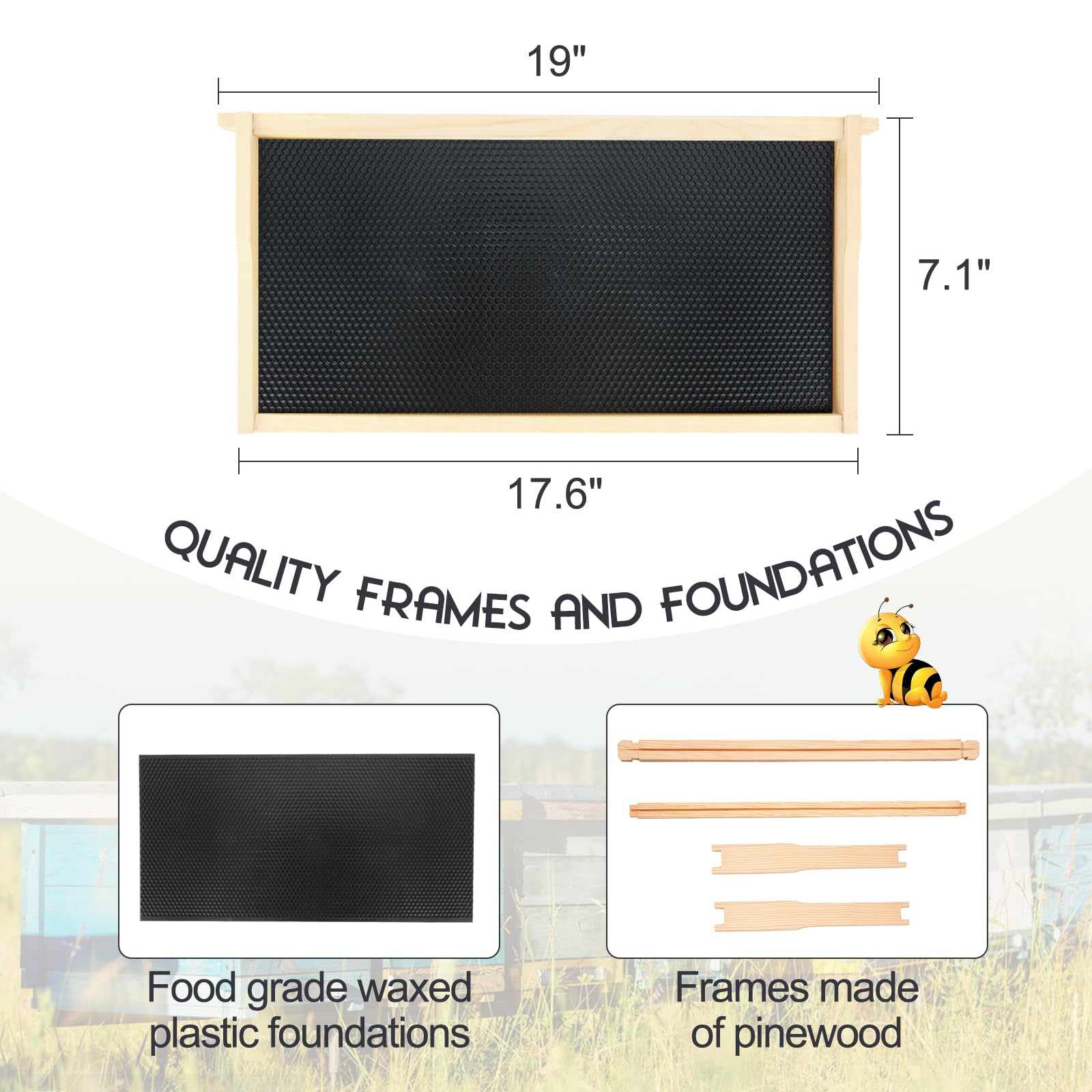 Deep Bee Frame Plastic Ends - 9 1/8 Inch, 60 Pieces, Made In USA For Beekeeping - View #5
