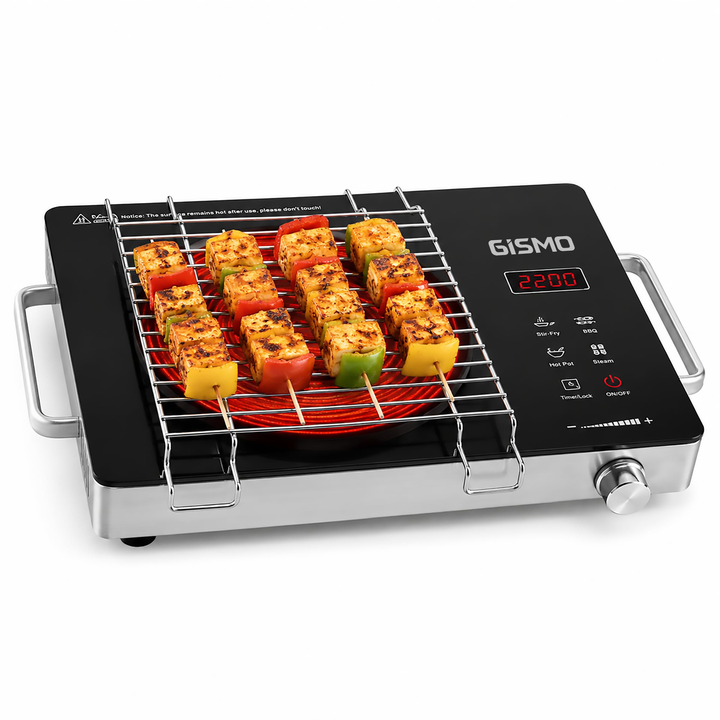 GISMO 2200W Infrared Cooktop with Touch & Knob Control | Crystal Glass Top | 7 Cooking Modes | Digital Display | Auto Shut-Off | Compatible with All Cookware | Portable Electric Cooking Stove-image-15