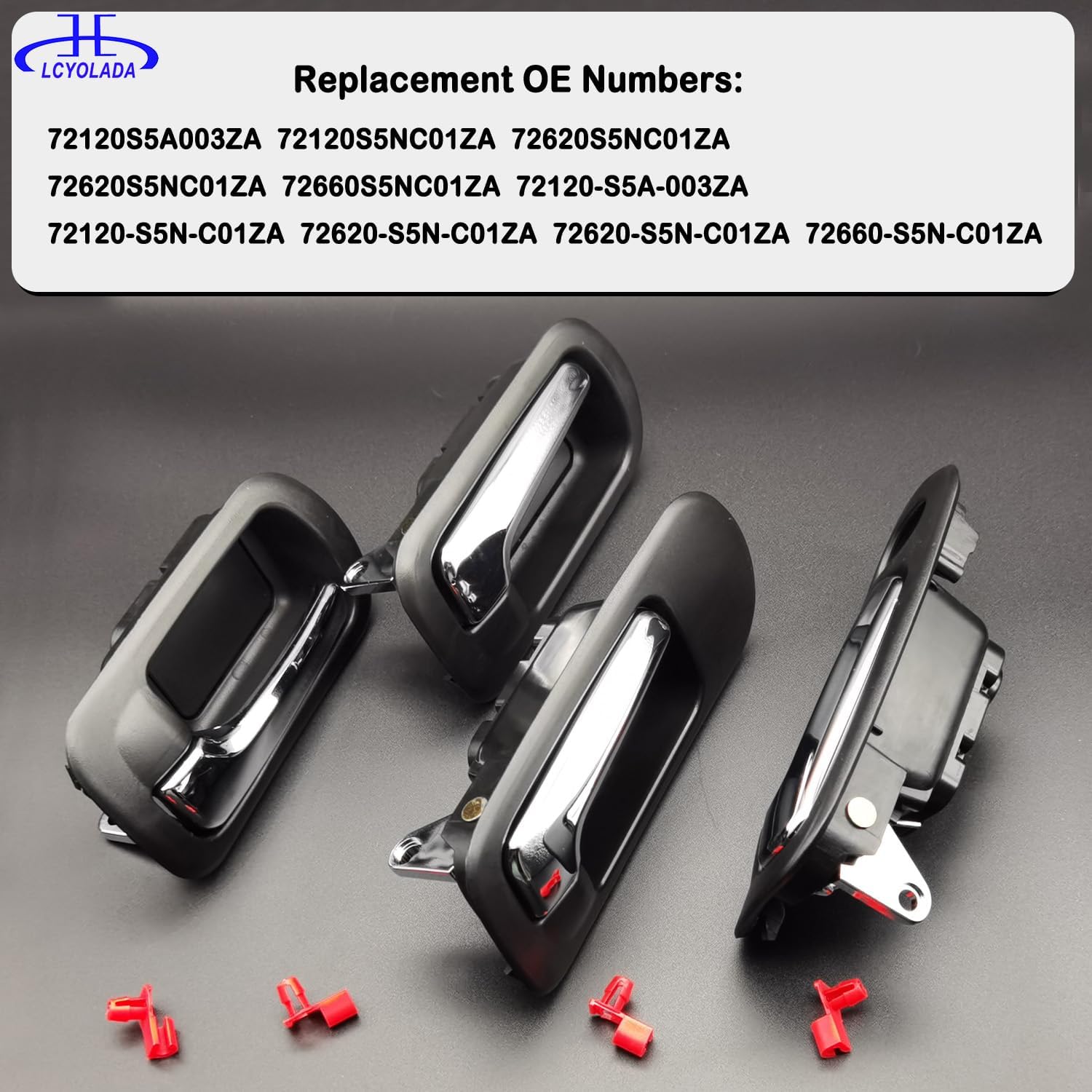 4Pcs Interior Door Handles for Honda Civic 2001 2002 2003 2004 2005, for Front Rear Door Left Driver Right Passenger Side Replaces 72120S5NC010, 72160S5NC010