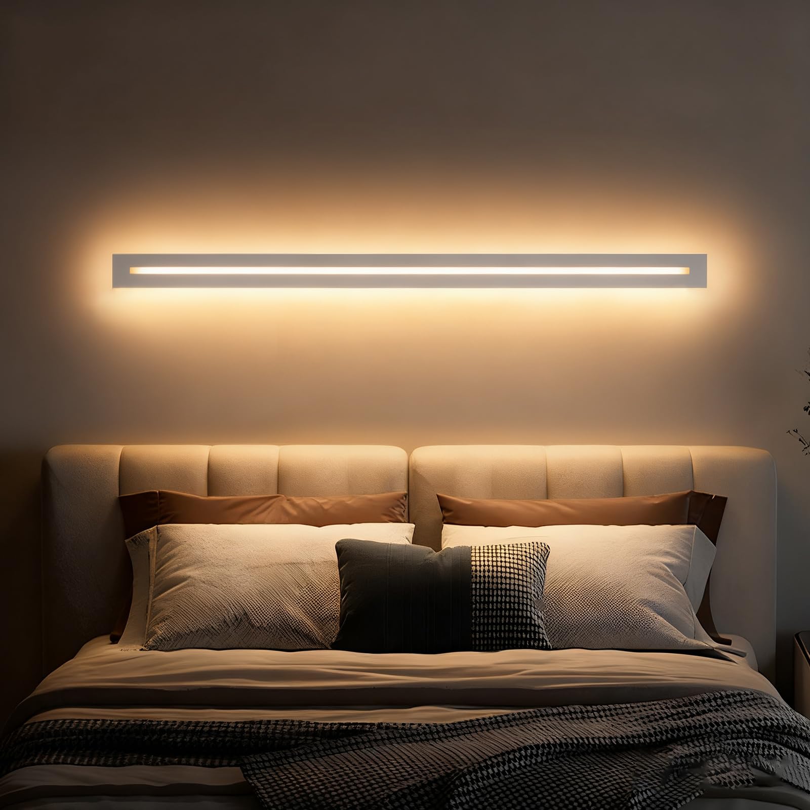 25 W/100 cm Nowoczesne oświetlenie ścienne LED z pilotem | 3 temperatury barwowe (3000K / 4000K / 6000K), ściemniana biała lampa ścienna LED do salonu sypialni