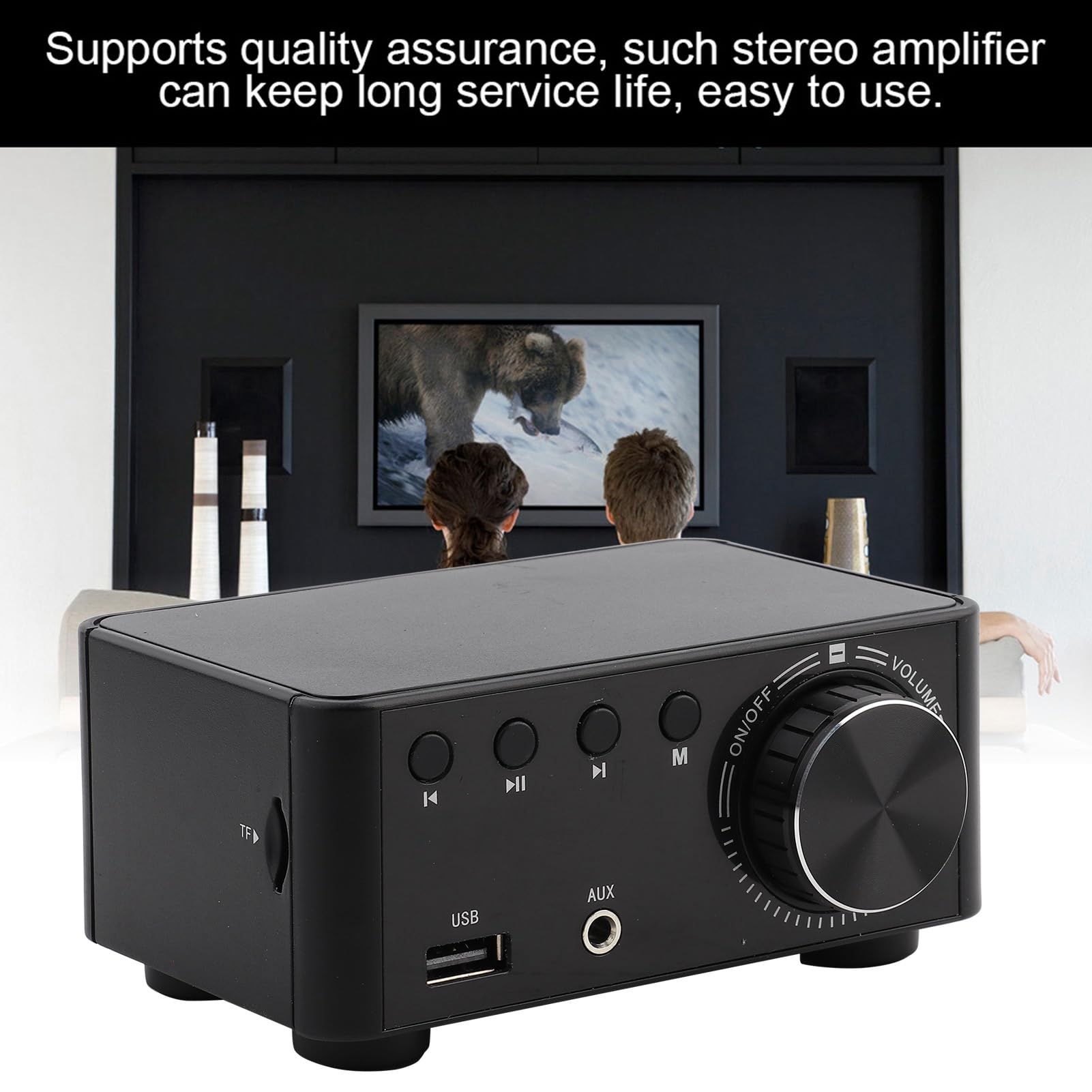 Receptor Amplificador De 2 Canales, Amplificador Estéreo Bluetooth 5.0, Mini Amplificador Integrado De Clase Hi-Fi Para Altavoces Domésticos 50W X 2 Con Control De Graves Y Agudos(negro