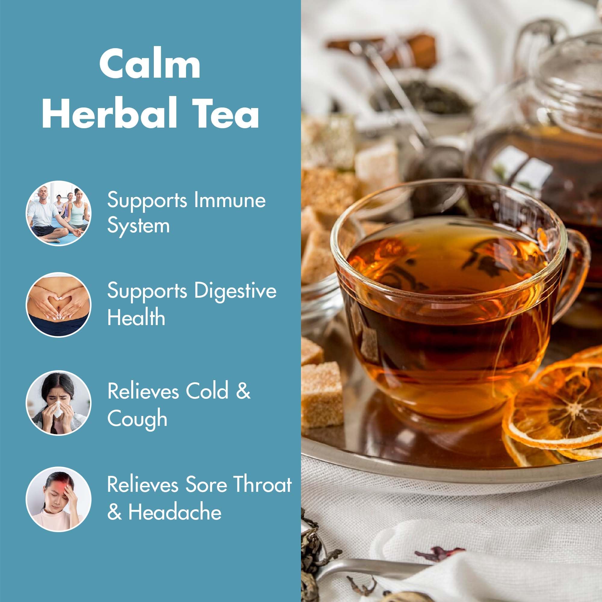 Tea Treasure Calm Herbal Tea | Chamomile, Shankhpushpi, Gotu Kola & Echinacea Blend | Calming Herbal Tea for Relaxation & Stress Support | Loose Leaf Herbal Infusion for Digestive Comfort | 100 g 3