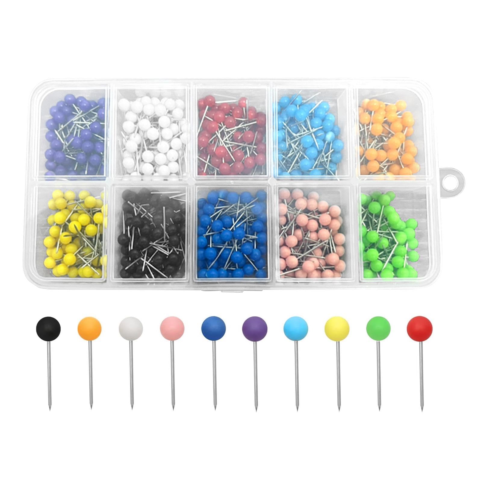 1000 Pcs Push Pins Map Tacks, Cork Board Pin with Coloured Heads Drawing Pins for Map, Cork Board, Fabric and DIY