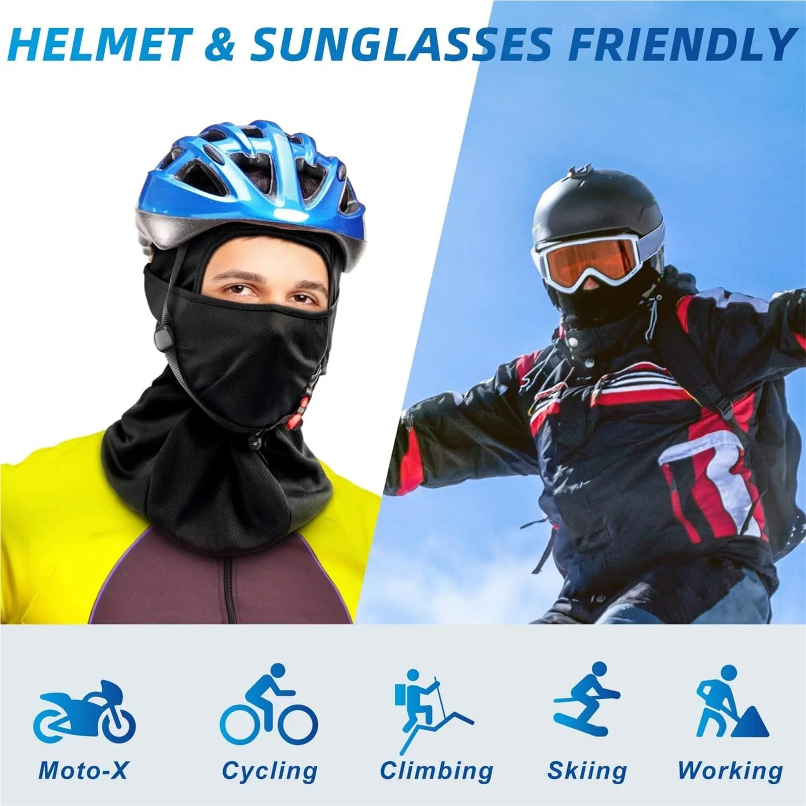 2Pcs Winter Ski Maske Männer Hut Volle Gesicht Kappe for Skifahren Für Outdoor Sports