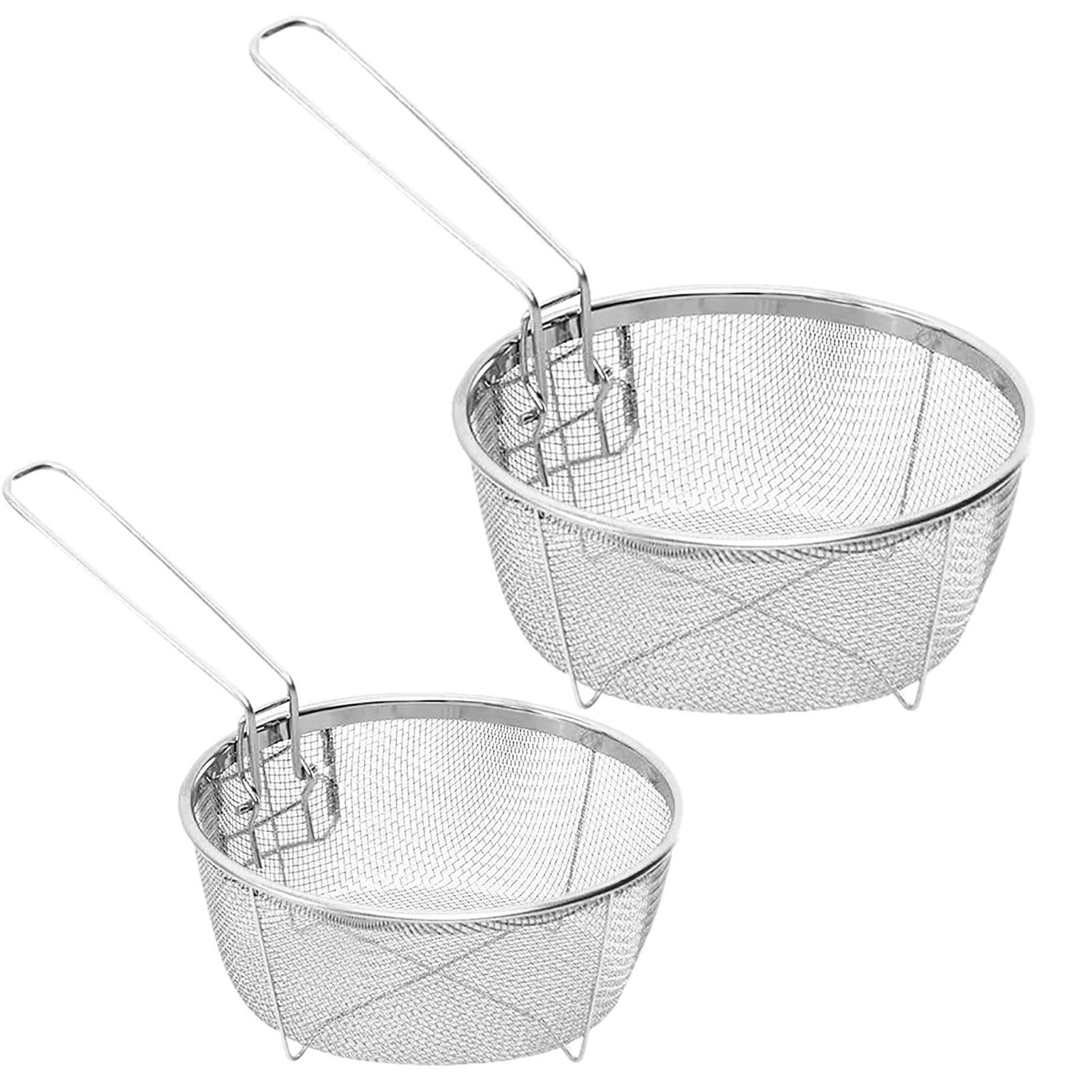 Pommeskorb, Edelstahl-Frittierkorb mit Griff, Pommeskorb für die Küche, Frittiersieb, Blanchierkorb, Frittiertrenner, Frittierkörbe mit Griff,20x20cm