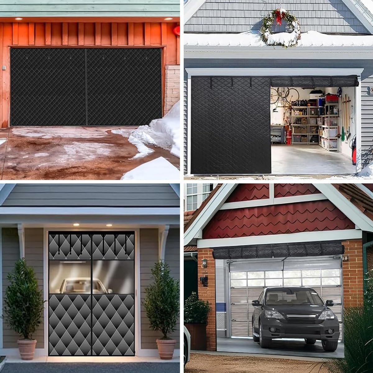 Garage Magnetische Thermische Isolierte tür Vorhang, Garagentor-Vorhänge, Garagentorschutz für Den Wintern, Garagentor-Isolationsset, Thermovorhang Magnet tür Abdeckung Wetterfest(Black,320x240cm)