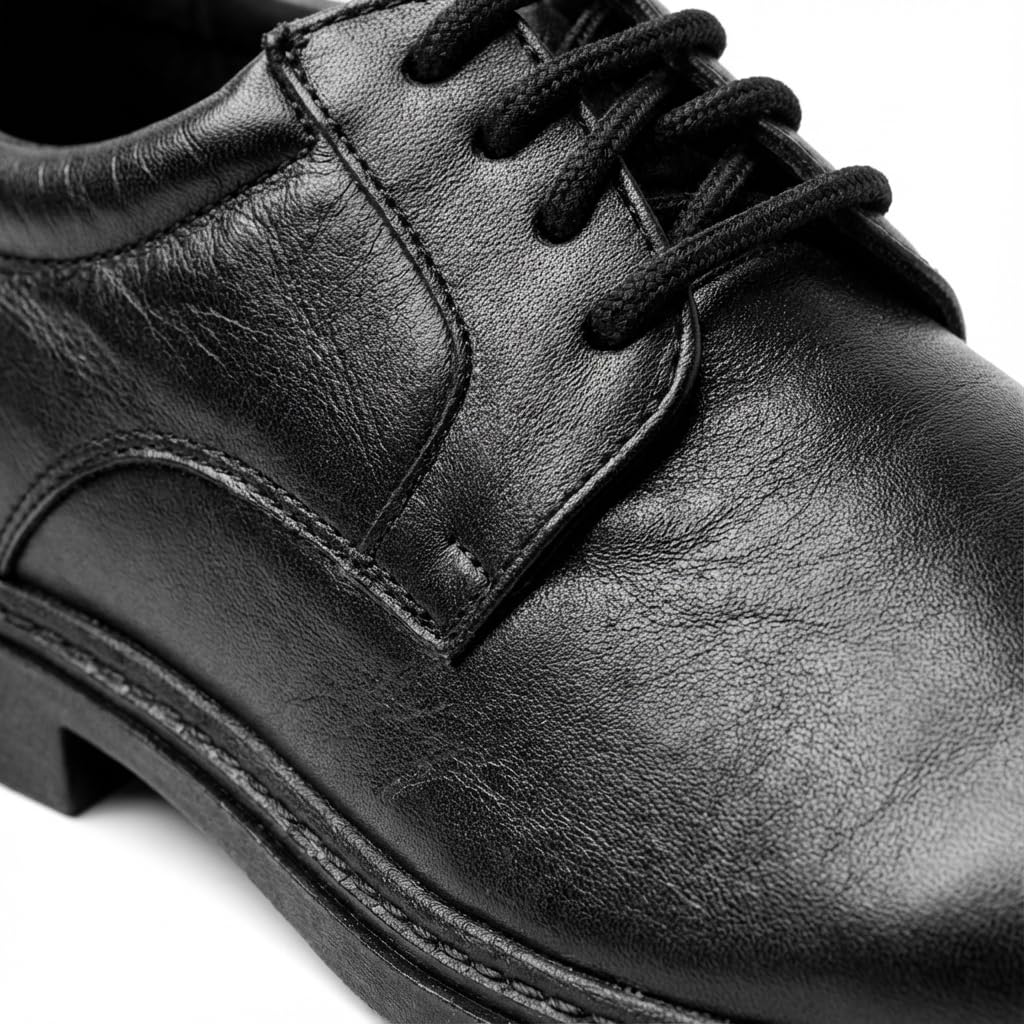 Scarpe Uomo Eleganti in Pelle con Lacci e Tacco Basso | Modello classico da ufficio con punta arrotondata e linea formale, adatto a cerimonie, lavoro e occasioni importanti