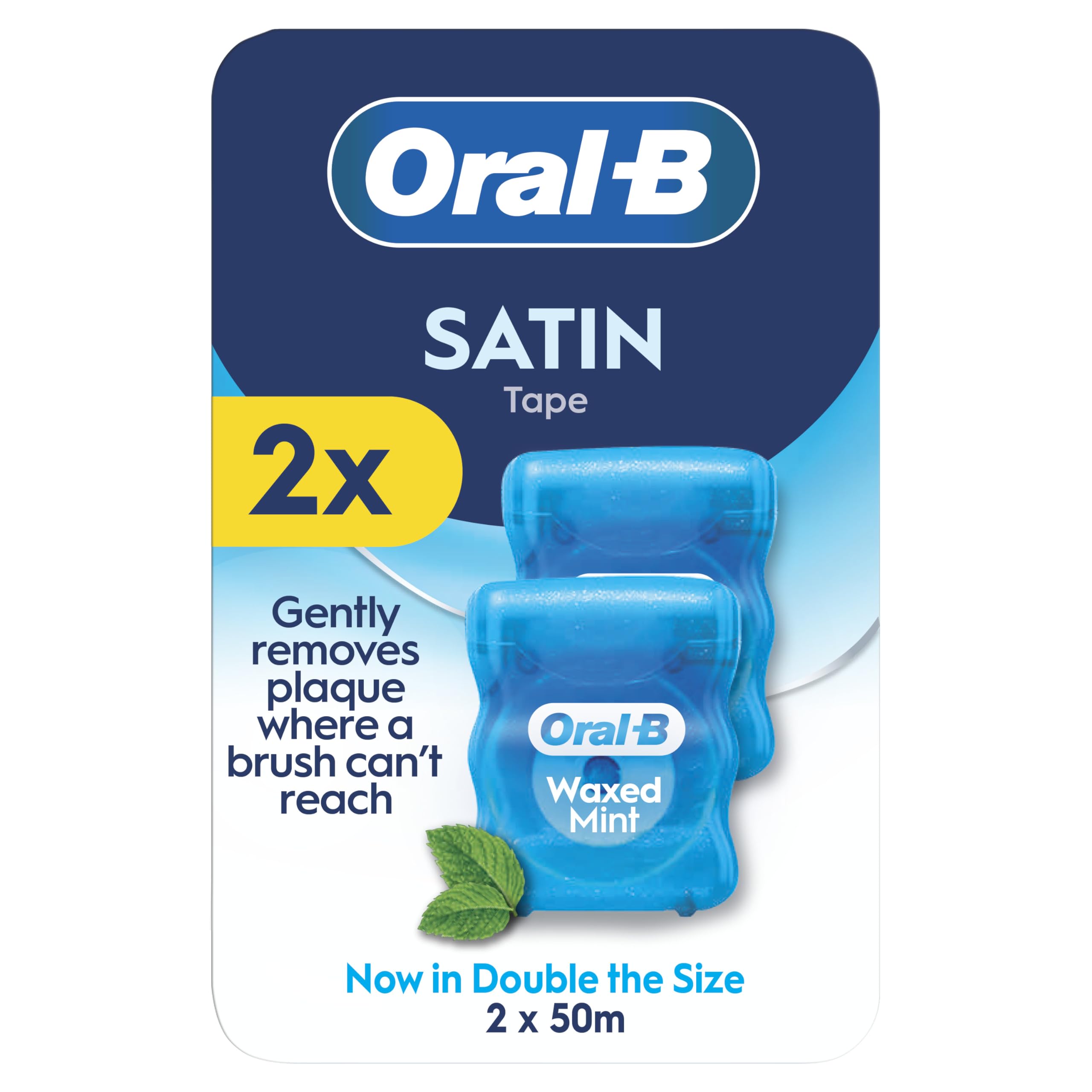 Oral B Oral-B Satin Tape Floss Removes Plaque Waxed Dental For Tight Spaces Mint Flavour 50M