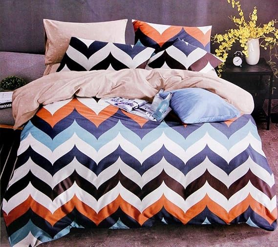 BhaiJi BedSheet 4 Pcs Comforter Duvet Set for Double Bed - Wave Abstract
