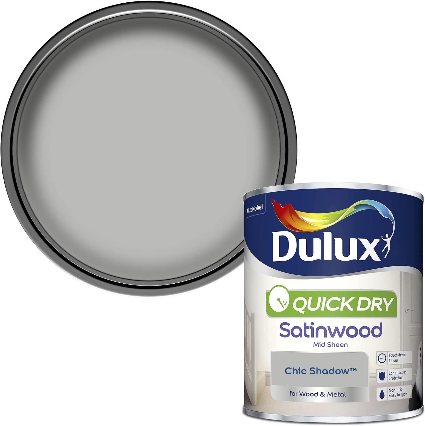 Dulux Quick Dry Satinwood Paint - Chic Shadow - 750ML, 5358150