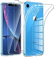 Phoona Coque pour iPhone XR avec 2 Pièces Protection Écran en Verre Trempé,Ultra Transparente Silicone en Gel TPU Souple pour iPhone XR Couqe,Antichoc Anti-Jaune Etui Bumper