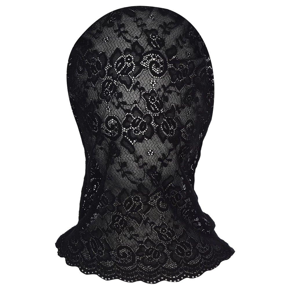 Casiler Lace Full Face Mask Breathable Women Hollow Out See Through Lace Hood Cover Prop Party Mask for Halloween