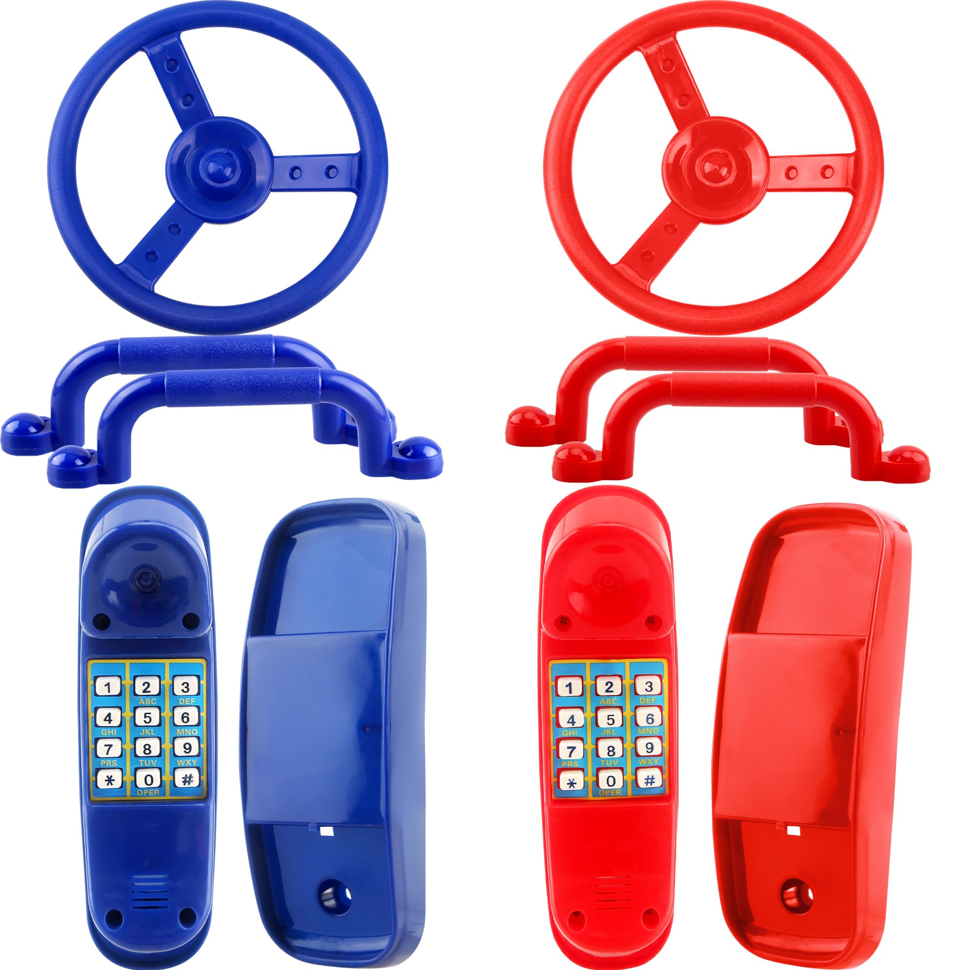 8 Pcs Playground Accessories Swingset Steering Wheel Safety Handles Plastic Swingset Phone Toy Swing Set Telephone for Kids Outdoor Treehouse