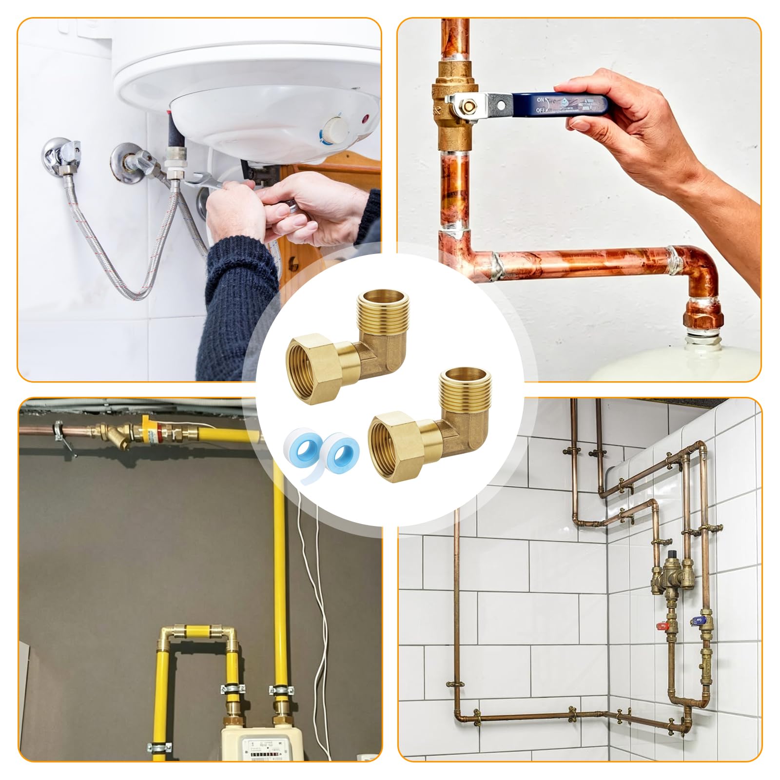 2 sztuki 3/4 cala mosiądz ruchome złącze śrubowe 3/4" AG X IG | Połączenie śrubowe kątowe 90°, DN20 90 stopni złącze śrubowe kątowe do instalacji wodnych i systemów centralnego ogrzewania
