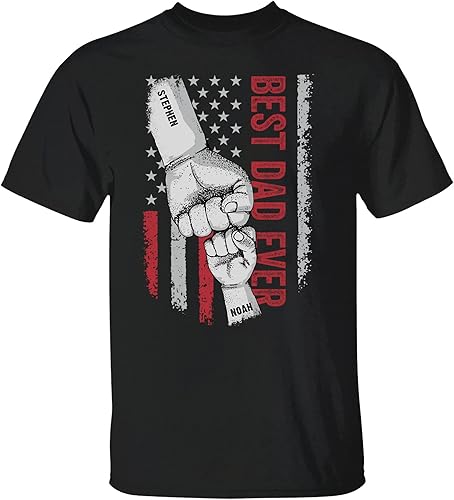 Best Dad Ever-Camiseta personalizada con nombre personalizado para cumpleaños del día del padre, manga corta, cuello redondo, camisetas ajustadas