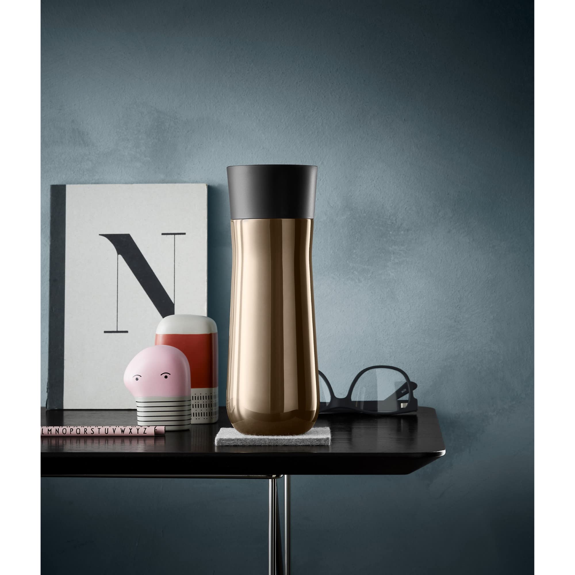 WMF Impulse Gobelet isotherme 350 ml avec fermeture automatique, ouverture à 360 °, garde les boissons chaudes pendant 8h / 12h froides, marron