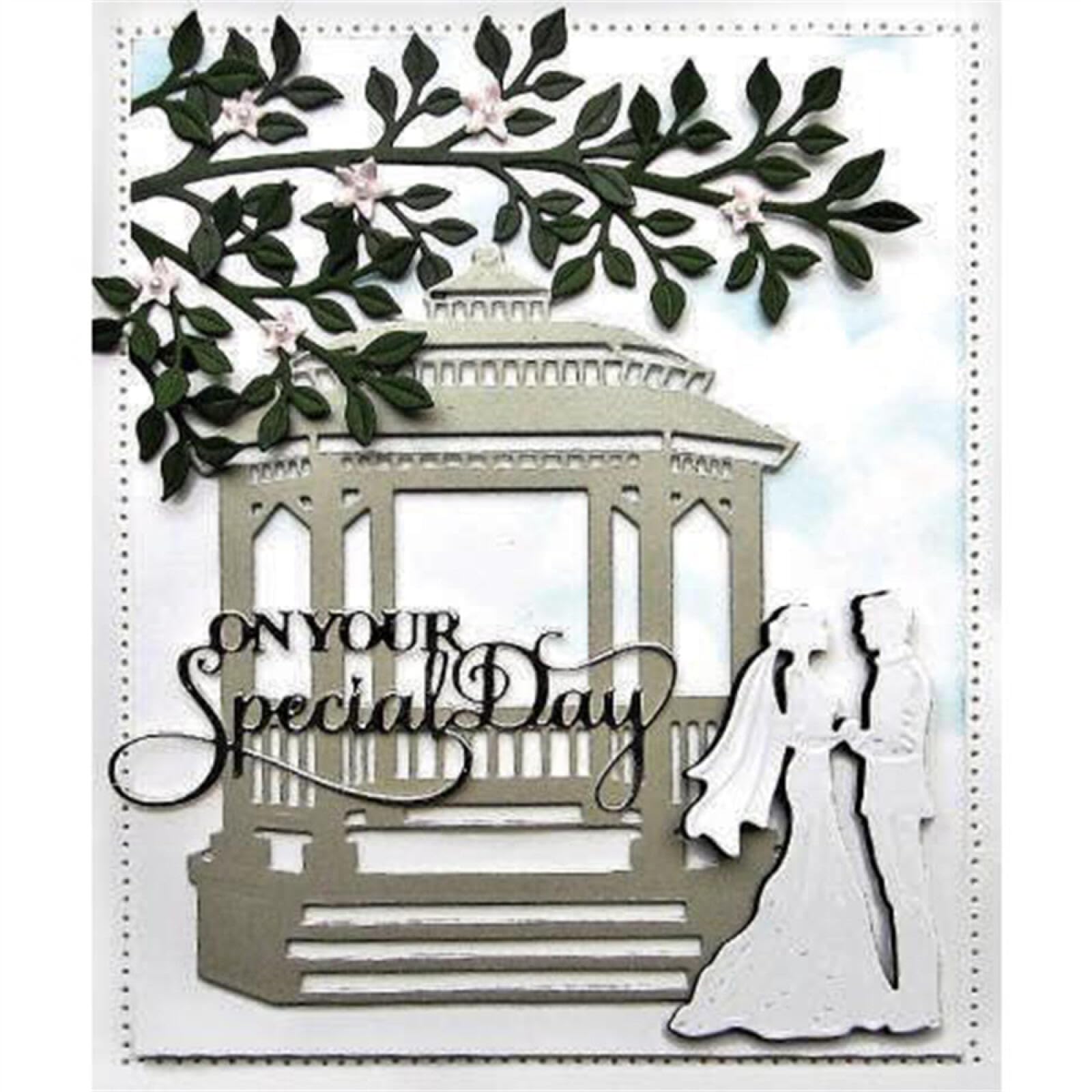 4PCS Wedding Dies for Card Making Bride and Groom On Your Special Day,Happy Anniversary On your Wedding Day Alphabets Metal Cutting Dies for DIY Scrapbooking Paper Crafting Handmade Crafts Wedding Dec - Image 4