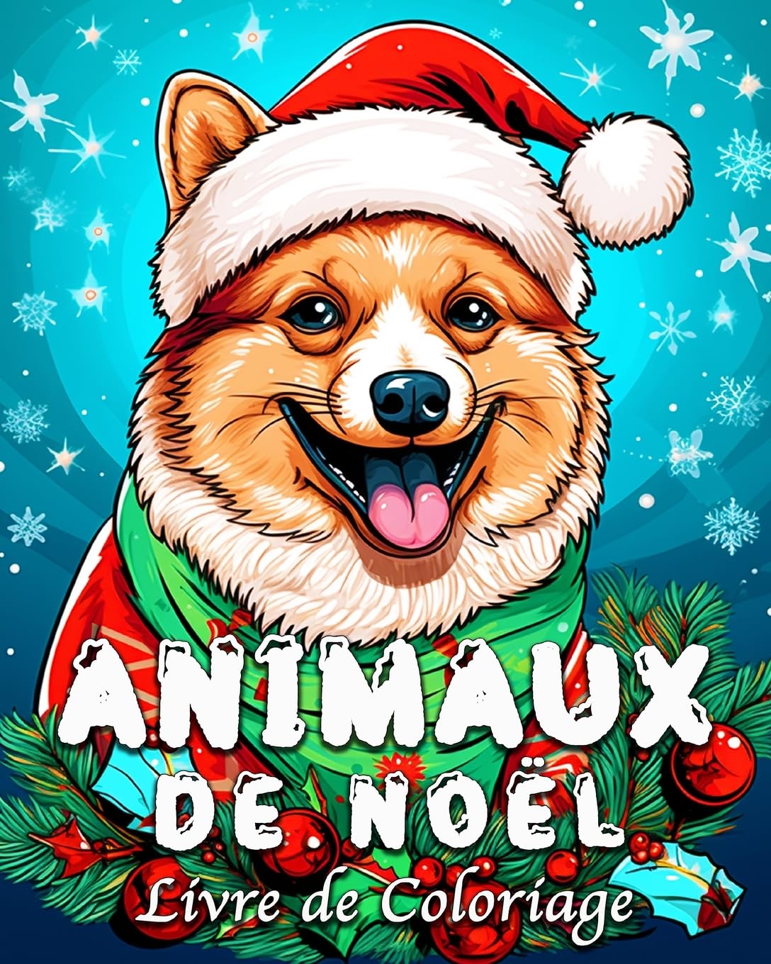 Animaux de Noël Livre de Coloriage: 55 illustrations d'animaux Mignons pour Lutter Contre le Stress et se Détendre