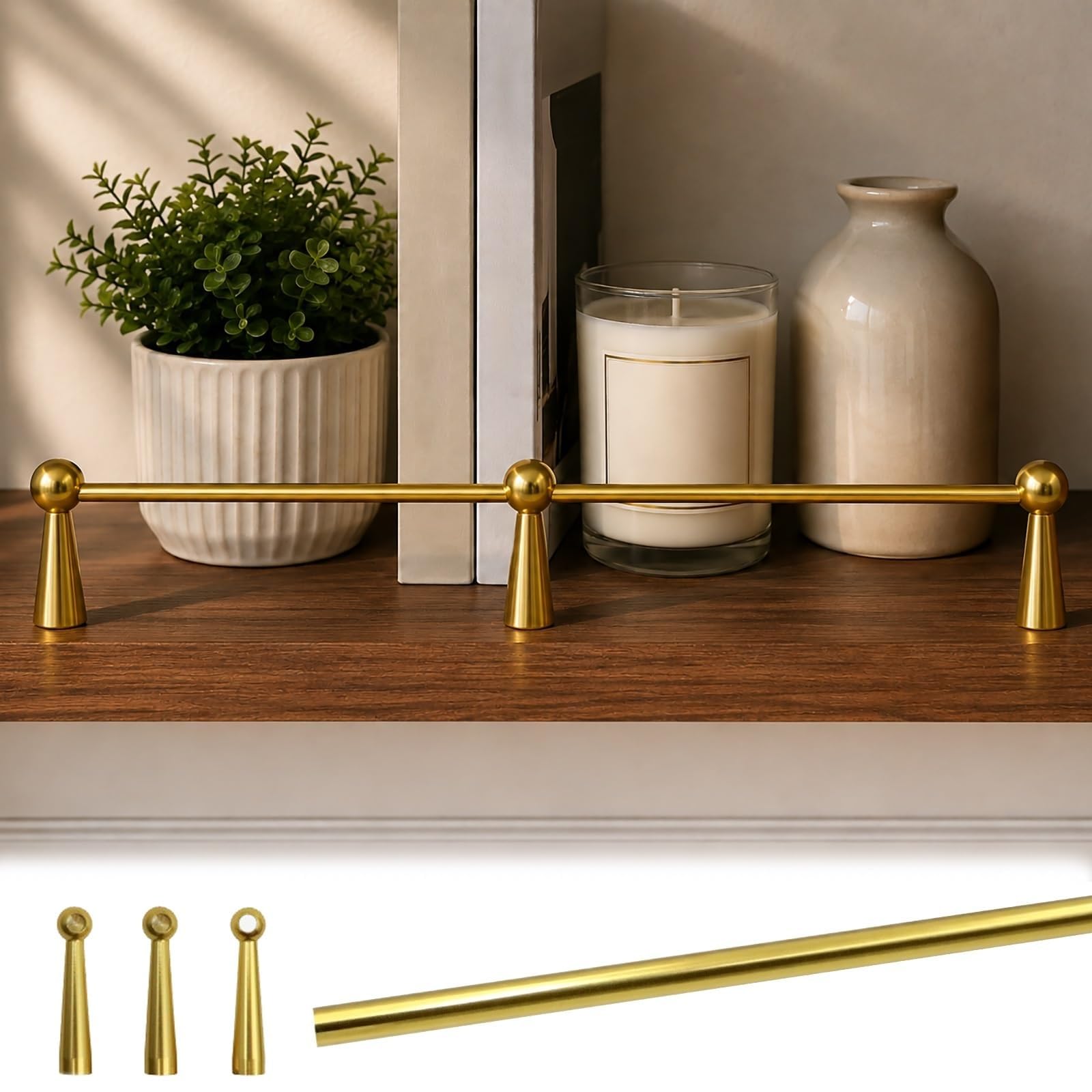 Generico Eleganti binari in Ottone per mensole da 24, 36, 48 e 78 Pollici - Accessori Decorativi Lunghi per casa, Ufficio e Negozi, Supporto Elegante per mensole a Parete