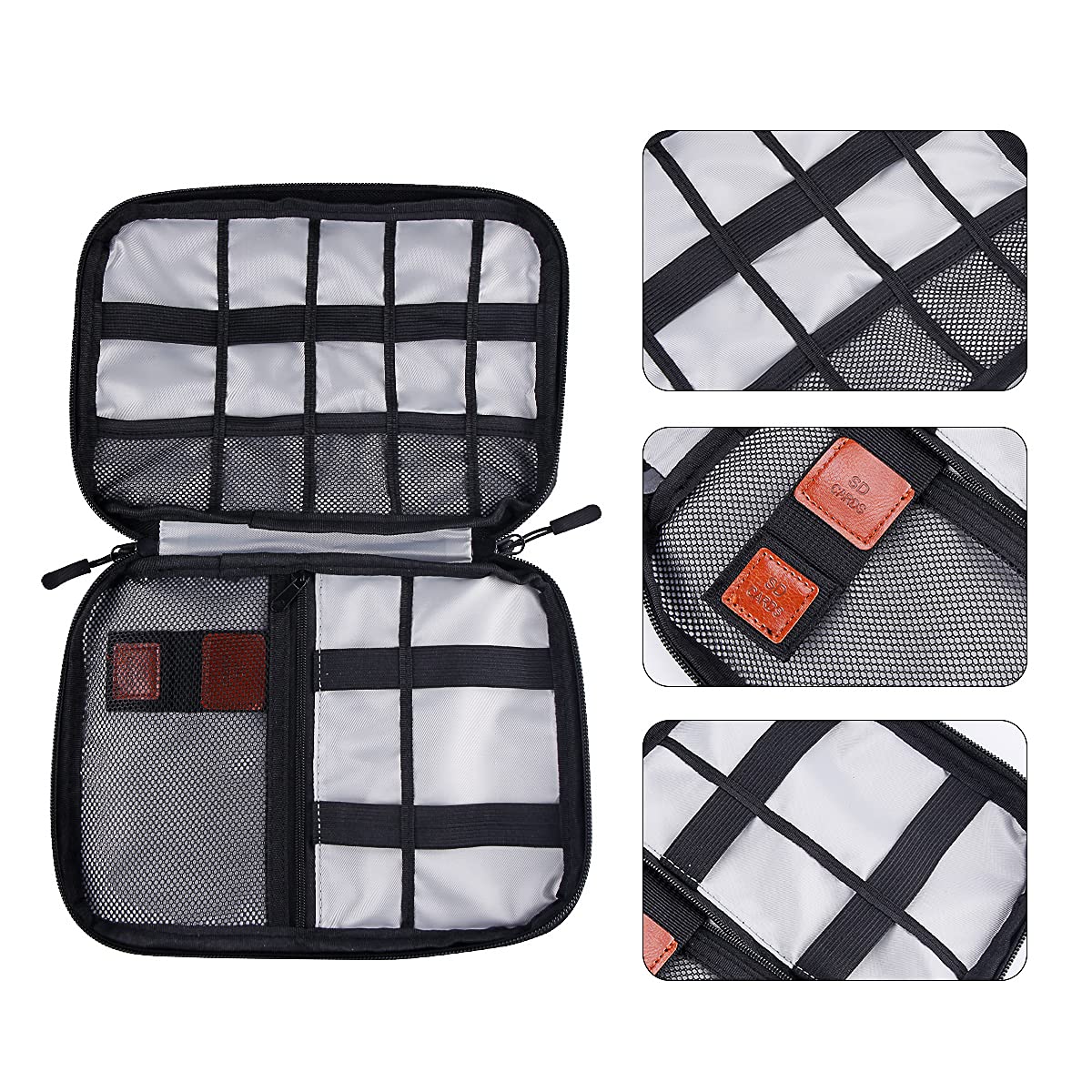 Retoo Elektronica kabelorganizer, tas voor oplaadkabel en reisbenodigdheden, universele vakantie, reisaccessoires, elektronische reiskoffer voor mobiele telefoon, kabel, harde schijf