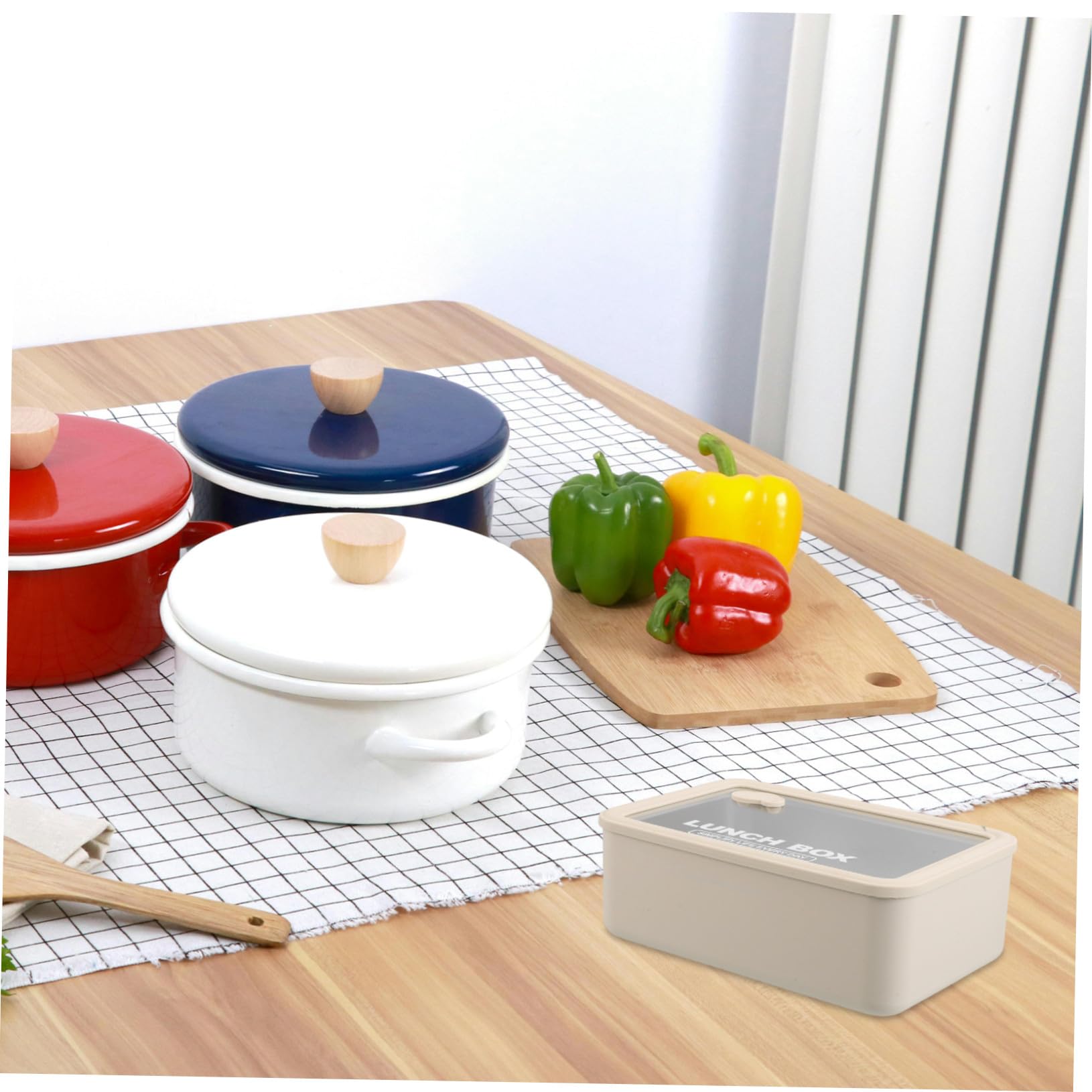 Hemobllo Lunch Box Bento in Acciaio Resistenti con Coperchio in Vetro Contenitore Pranzo Termico Portatile Adatto Microonde per Ufficio e Scuola