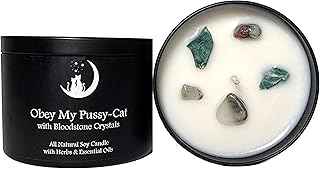 Obey My Pussycat Candle | 8 oz Soy Candle with Herbs, Crystals & Essential Oils | Love, Attraction, Control, Dominance | Wiccan, Pagan, Hoodoo, Magic Rituals & Spells