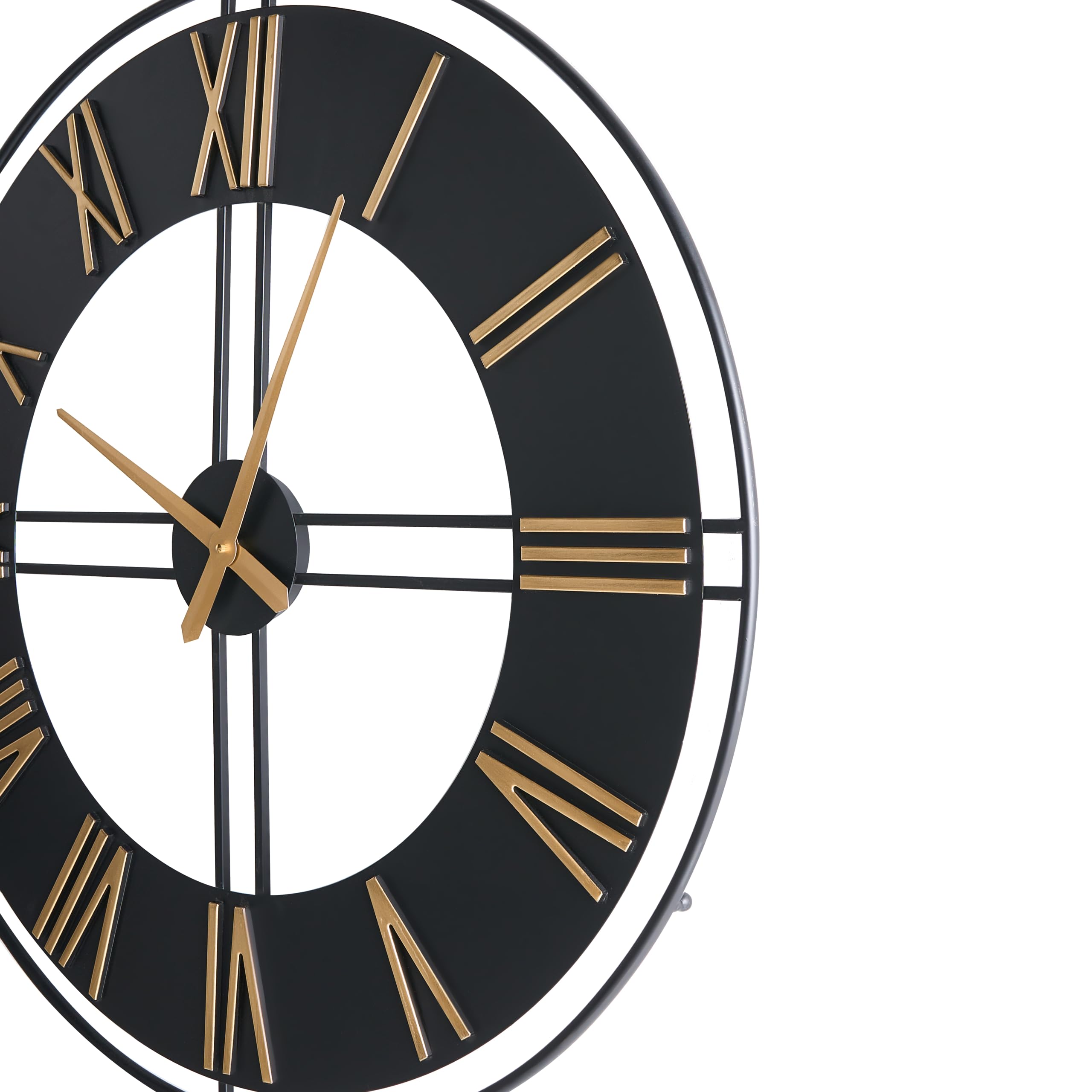 Beliani Reloj de Pared Moderno Colgante Estilo Industrial escandinavo Estructura de Metal Negro Perigny