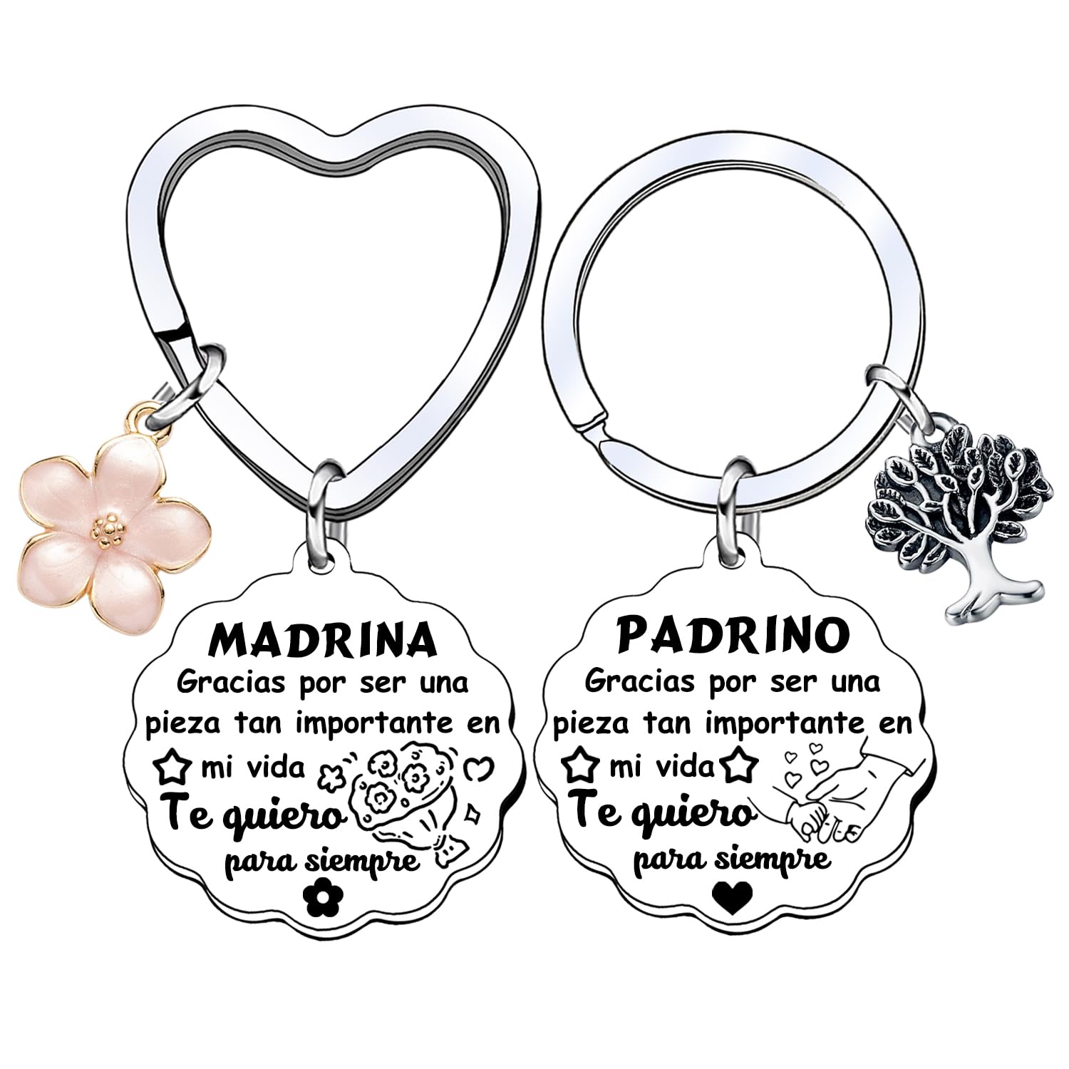 YUANSI 2ps Regalo Padrinos Bautizo Llavero Llavero Padrino y Madrina Padrino Regalo Llavero del Padrino Madrina idea Regalo Navidad Padrino y Madrina Regalo día de Pascua Bautismo