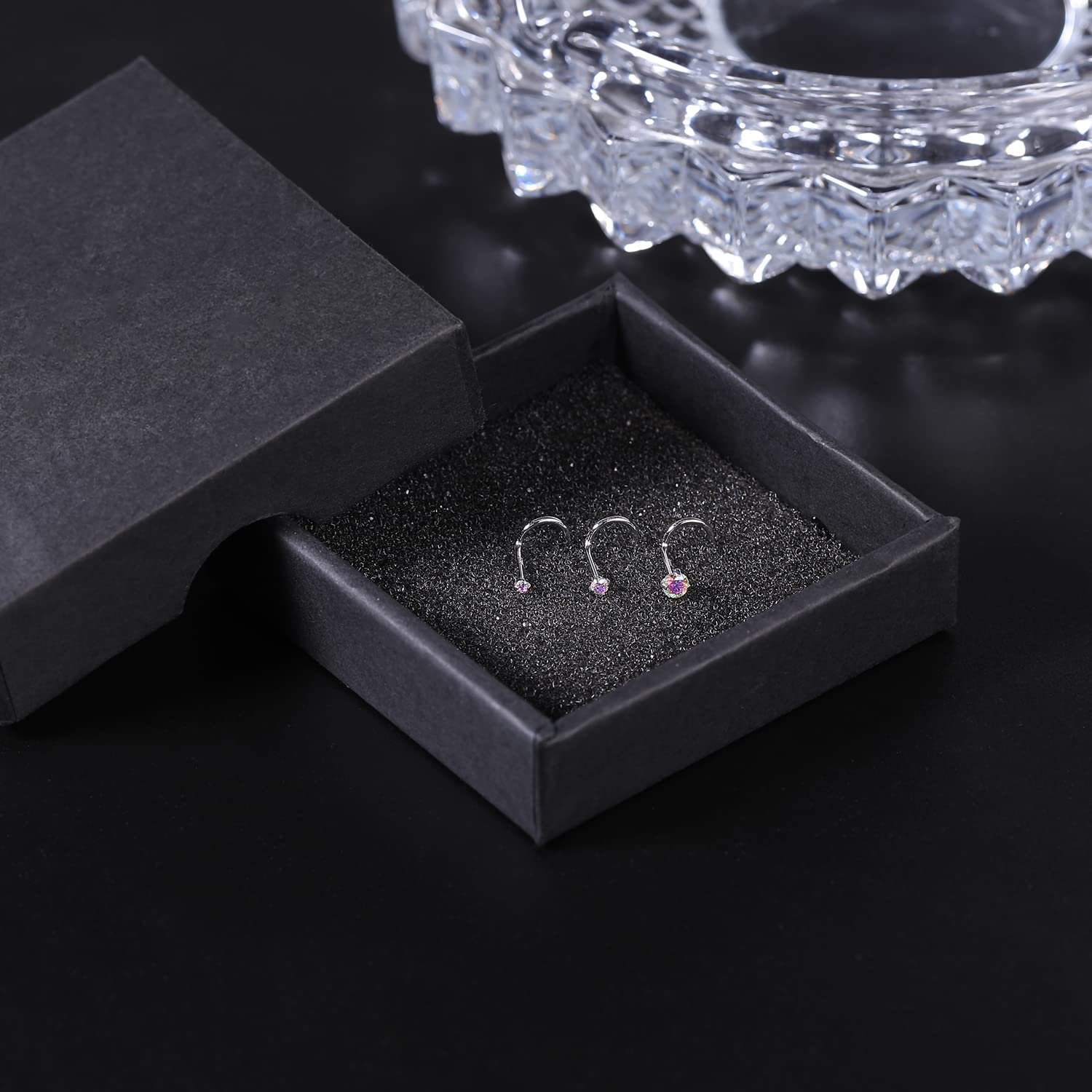 ZS 18-karatowe prawdziwe złoto 20G pierścienie do nosa dla kobiet mężczyzn, 1,5 mm 2 mm 3 mm CZ symulowany diament, solidny kolczyk do nosa 7 mm, niedrażniąca skóra biżuteria do ciała