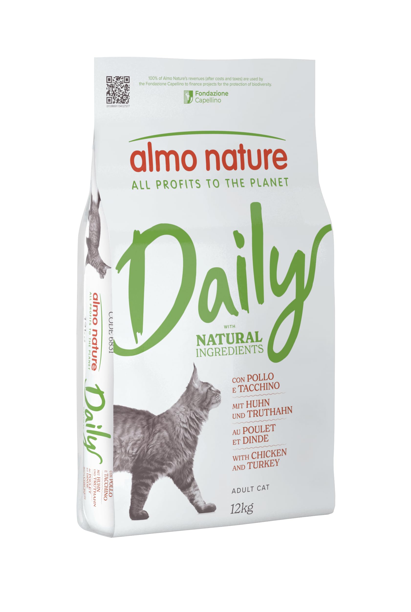 almo nature Daily Maintenance, Crocchette per Gatti Adulti con Pollo e Tacchino - Sacco da 12 kg