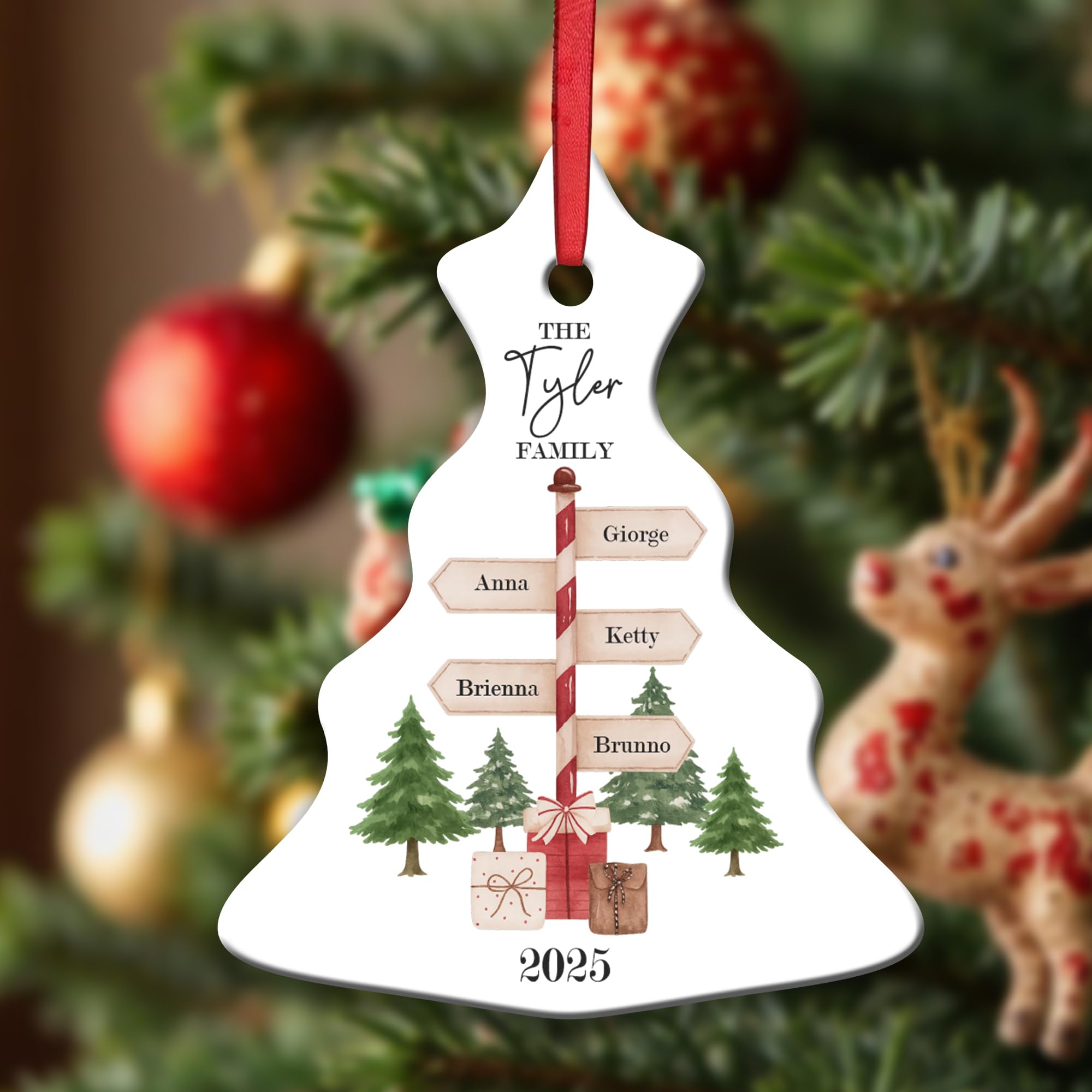 Kreatesquare White Personalised Christmas Baubles Tree Shape Ceramic Christmas