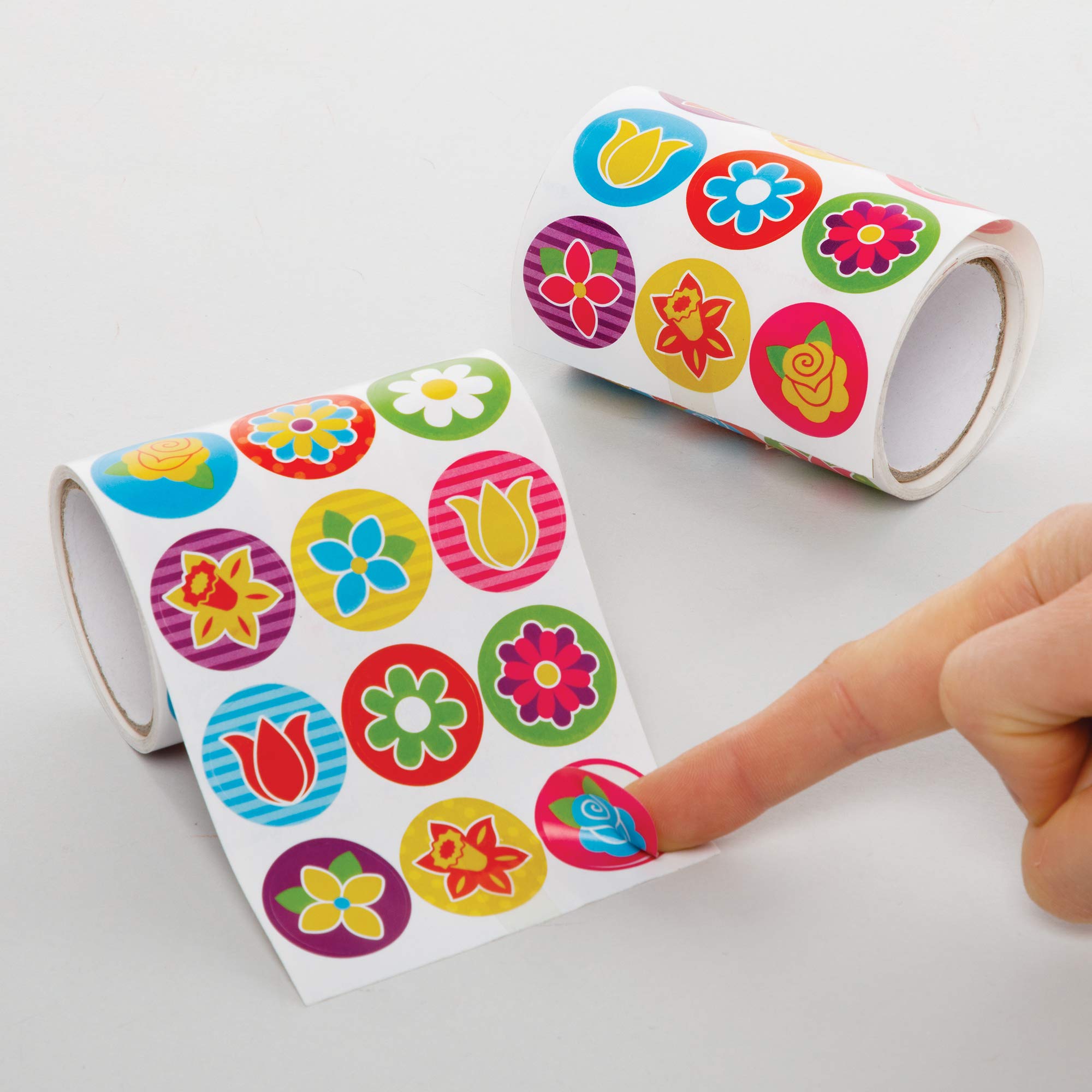 Baker Ross Flower Sticker Rolls - Pack of 600, Stickers for Kids (AX869)