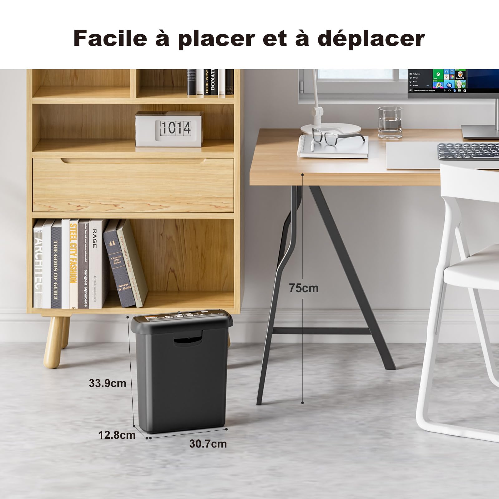 Bonsaii Destructeur de Documents Bras télescopique, déchiqueteuse Coupe en Bandes, 6 Feuilles, 9 litres, Niveau sécurité P2