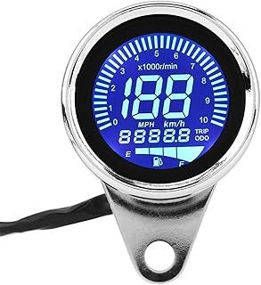 Motorcycle Speedometer,Digital Meter Tachometer,12V DC Universal Motorcycle Digital LED LCD Speedometer Tachometer Speed Gauge Retro Chrome
