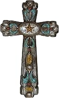 Vista 1 de Ebros Gift Patrones ornamentados florales rústicos de turquesa del suroeste con estrella solitaria occidental concho cruz de pared crucifijo