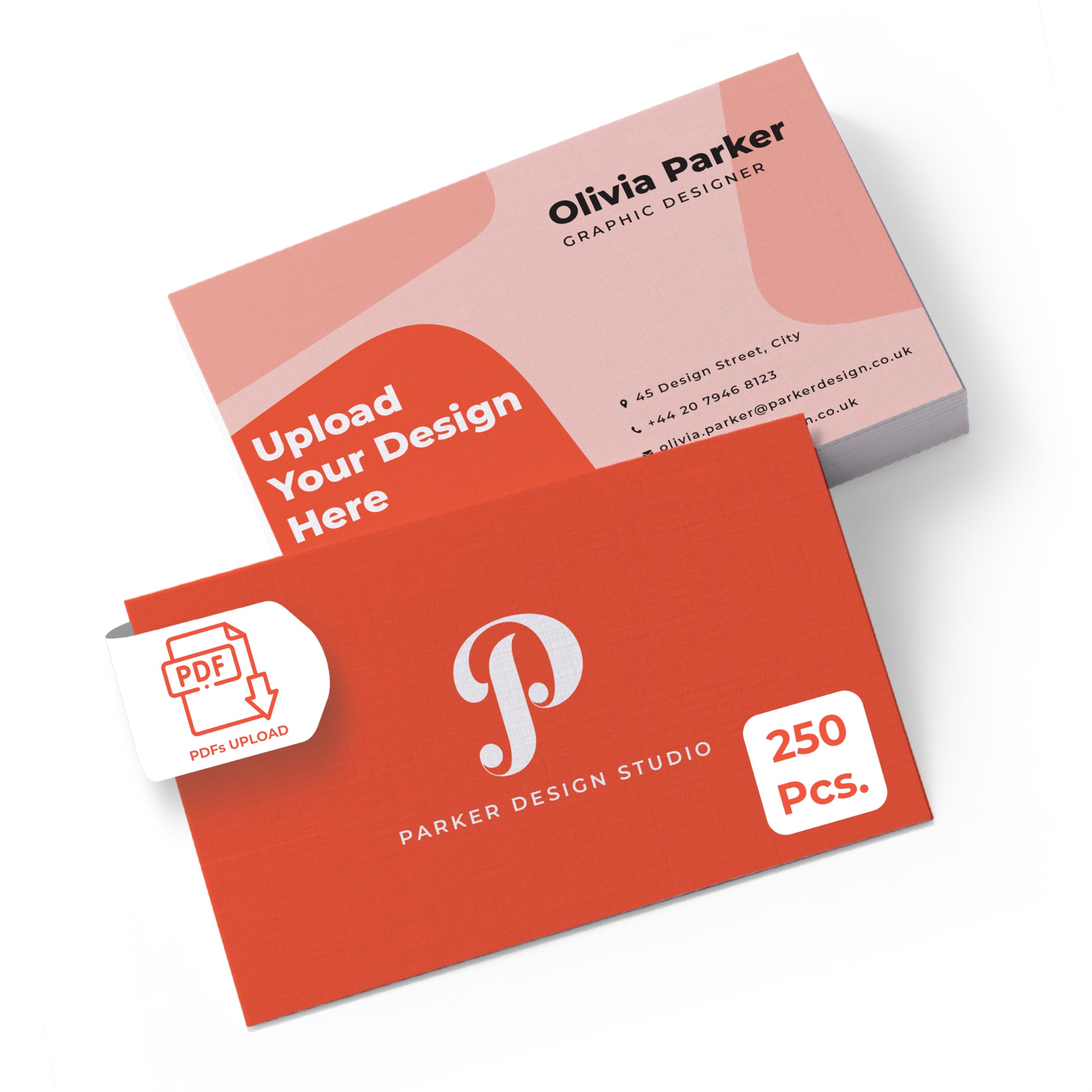 Cimpress Personalised Business Cards with Logo, Design or Text, 250 Pack, 85x55mm, 300gsm Matte, Double Sided Print, Ideal for Small Business, Startups, Networking & Events