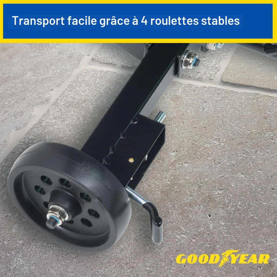 Goodyear Lot de 4 Cotons de Jante pour 4 pneus, Rangement Peu encombrant et sans Contact, avec Housse de Protection, capacité de Charge jusqu'à 100 kg, Noir
