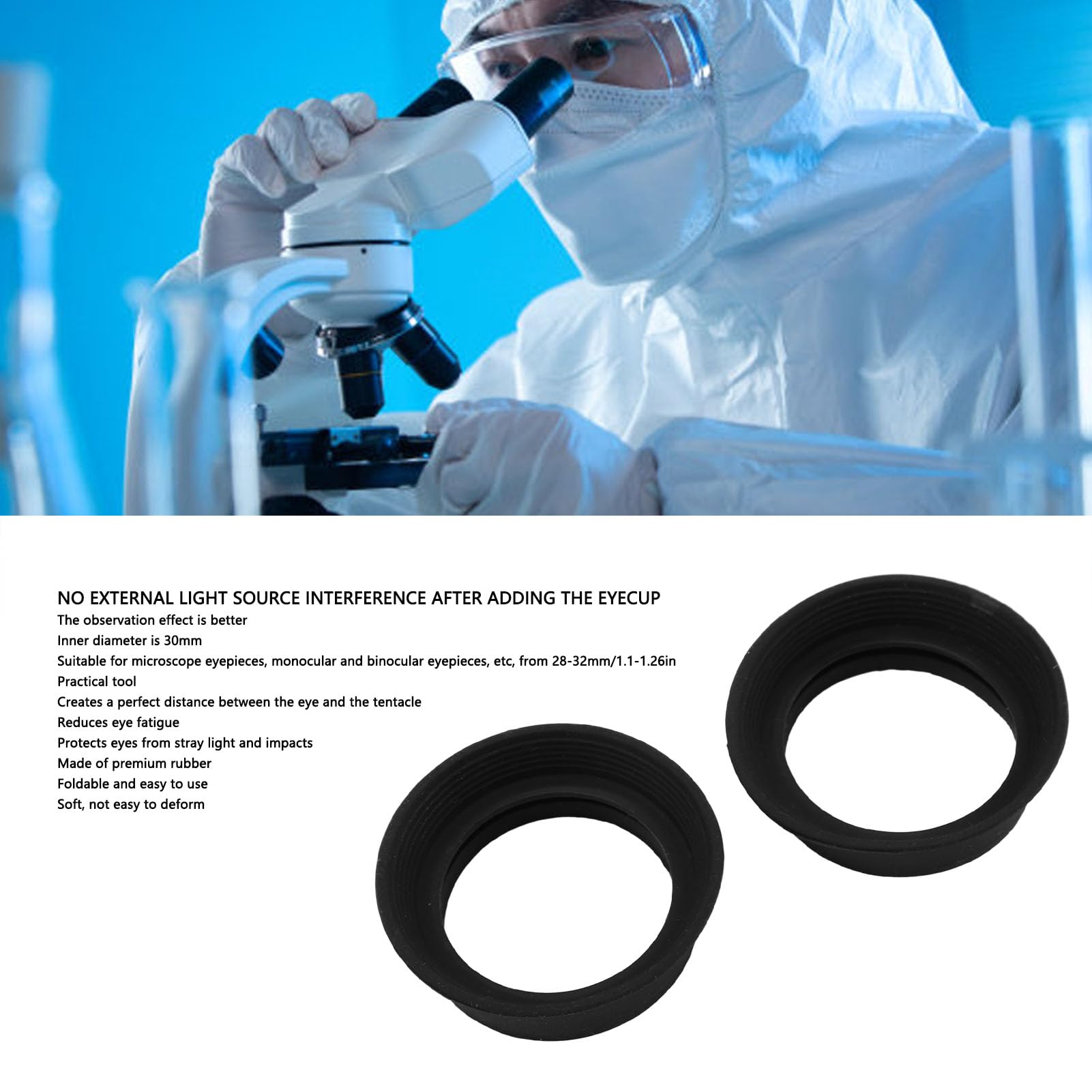 Rubberen Scope Oculair Oogschelp, Rubberen Oogkapbeschermers 1,57 X 1,18 X 0,63 Inch 2 Stuks Rubberen Microscoop Oculair Oogschelpen voor 28 Tot 32 Mm Microscoop Monoculair