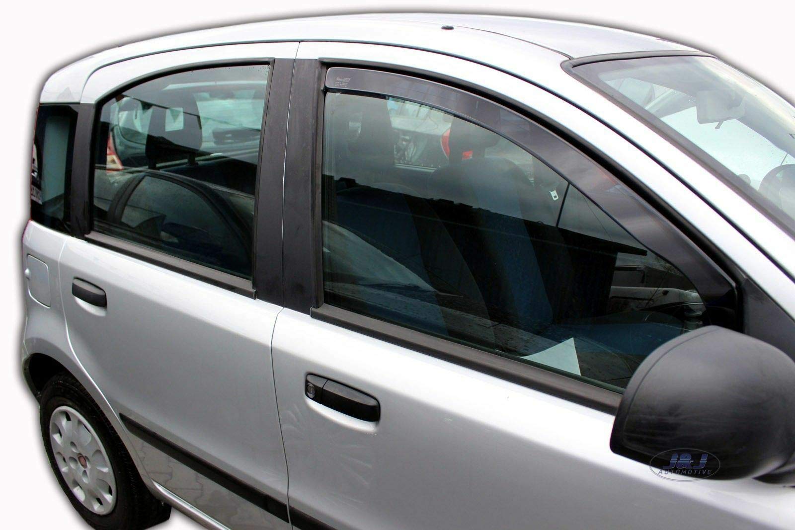 J&J AUTOMOTIVE Deflettori d'Aria per Fiat Panda 2003-2012, Set da 2 Pezzi, Nero Fumé Oscurato Heko